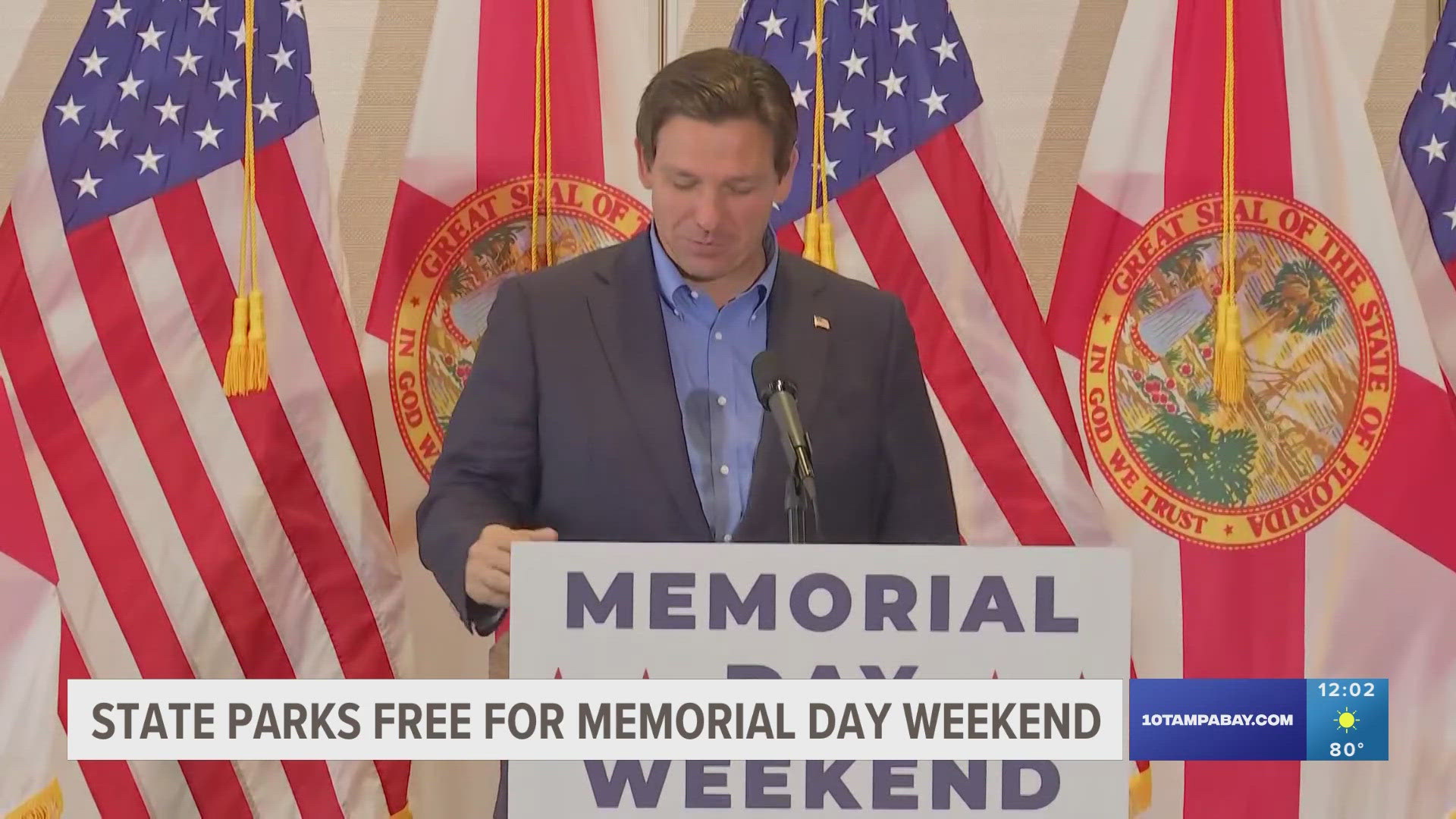 DeSantis is speaking on Tuesday in Tampa at the Tampa Bay History Center.