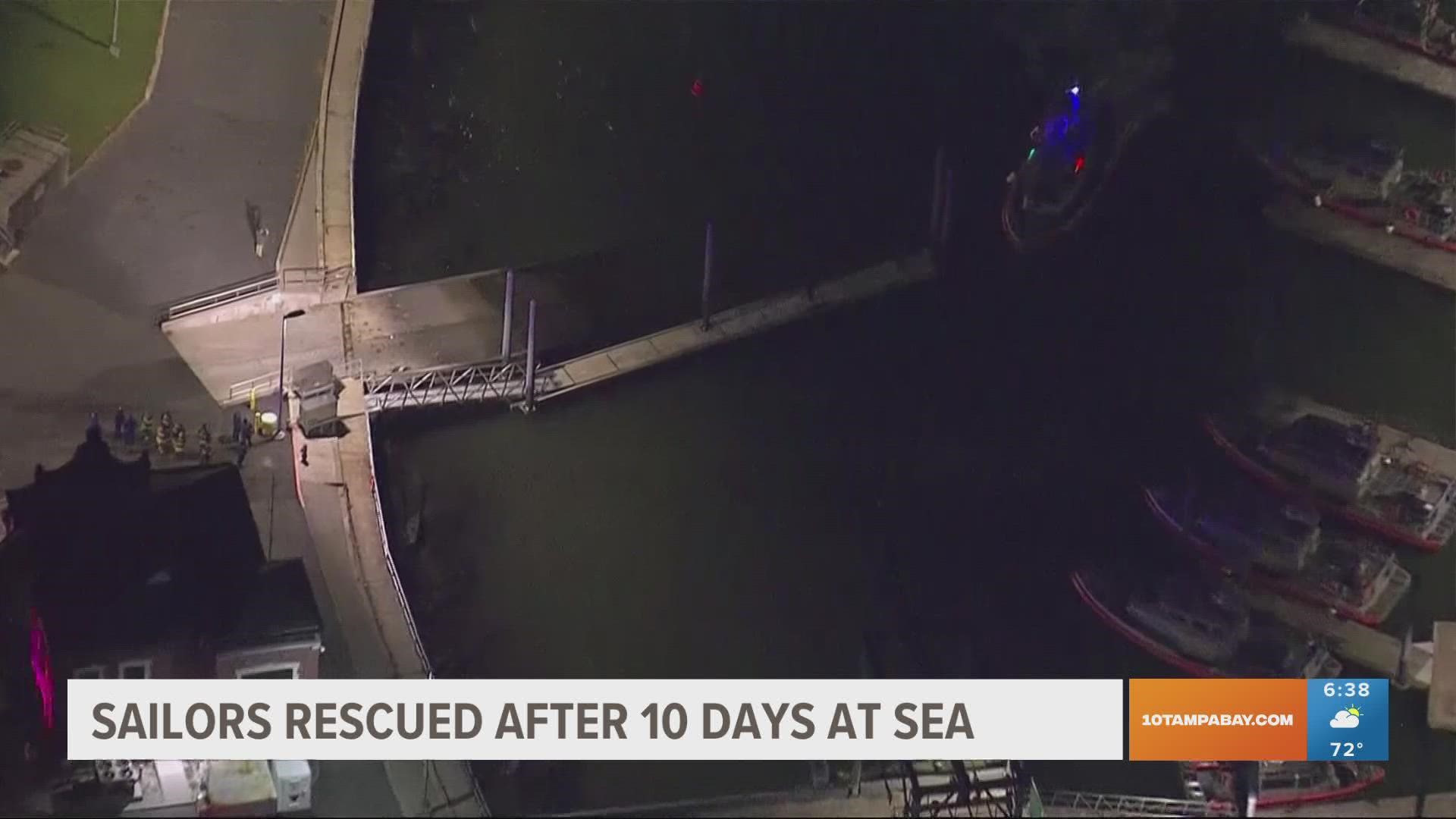 The coast guard said the men were sailing from New Jersey to south Florida when they ran out of fuel and power.