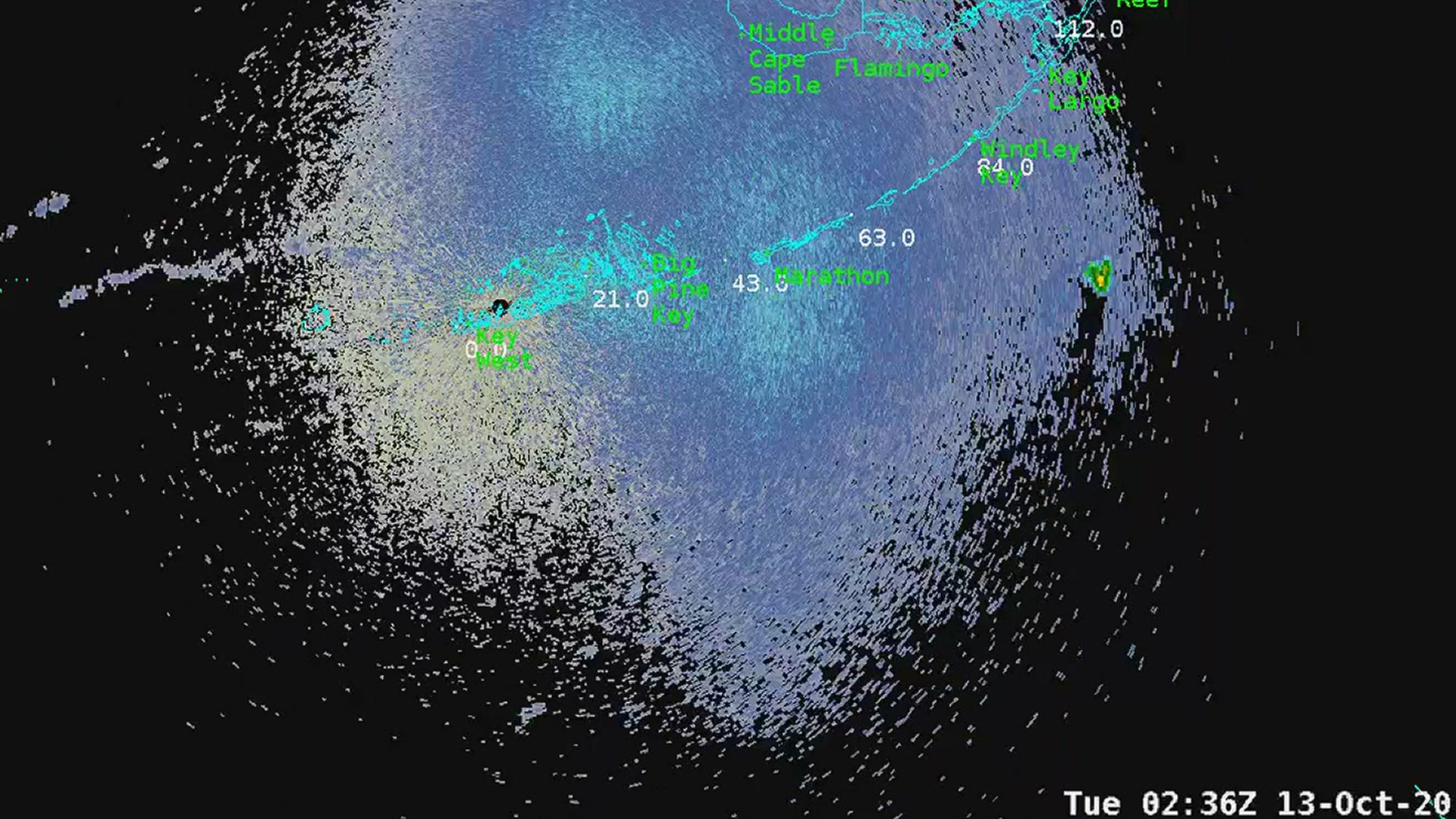 The National Weather Service radar in the Florida Keys caught a large number of birds heading south for the winter.