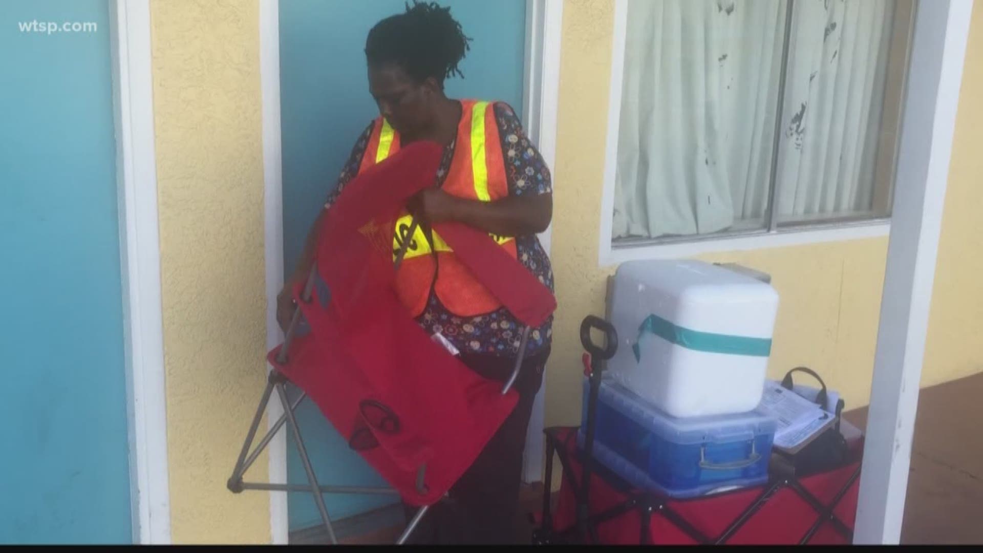 The health workers are going around with a wagon and a chair, offering the hepatitis A vaccine on the spot. It's a new idea to fight the spread of the disease, which is running wild in Florida.