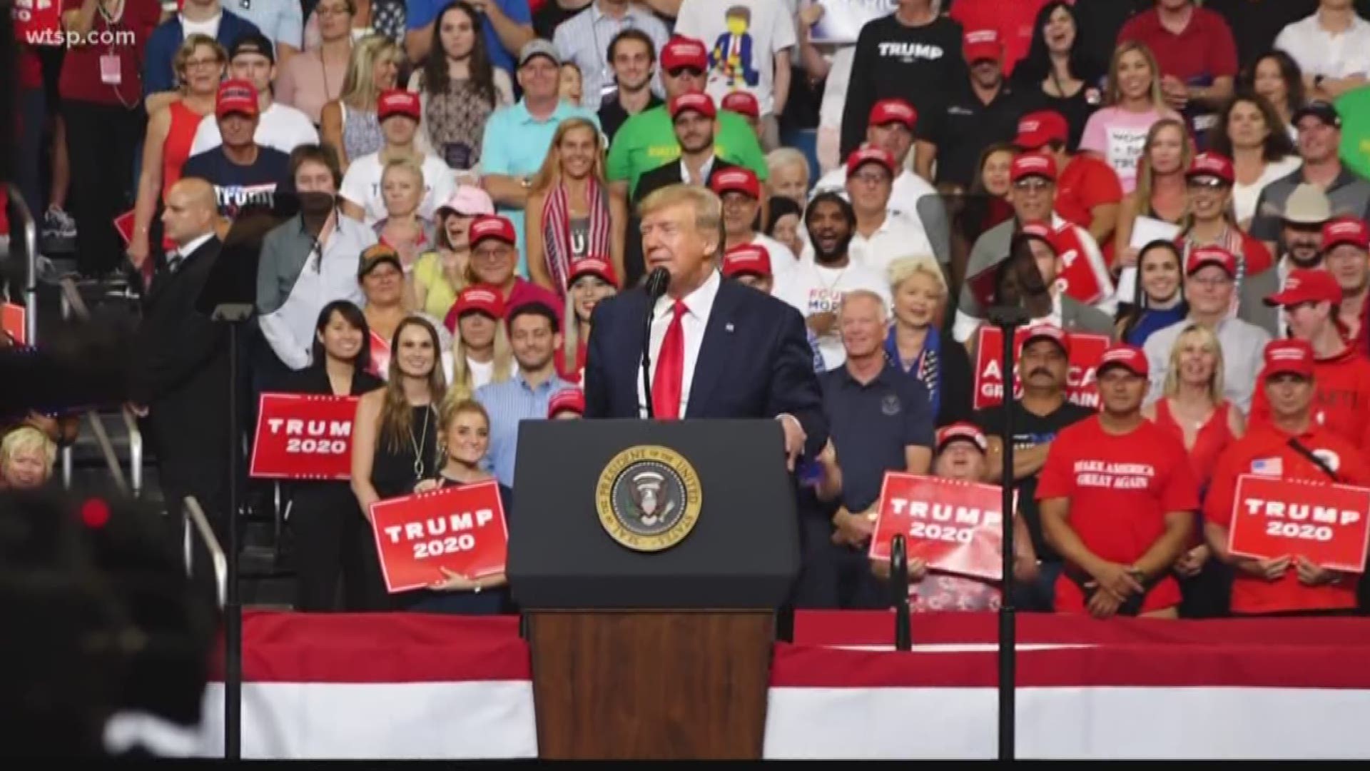 Addressing a crowd of thousands at the Amway Center in Orlando, Florida, President Trump complained he had been "under assault from the very first day" of his presidency by a "fake news media" and "illegal witch hunt" that had tried to keep him and his supporters down.