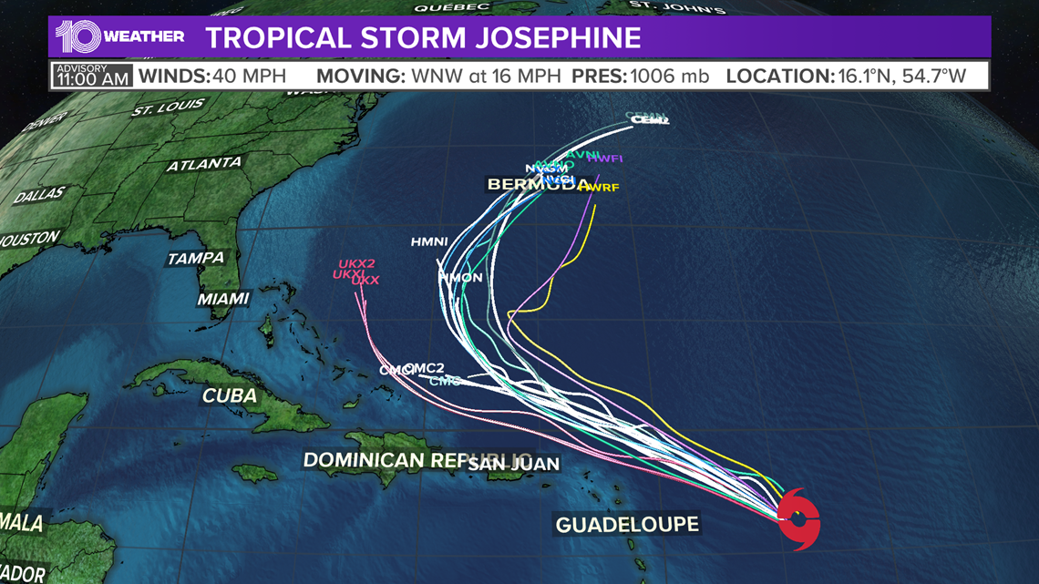 NASA finds wind shear affecting Tropical Storm Josephine | wtsp.com