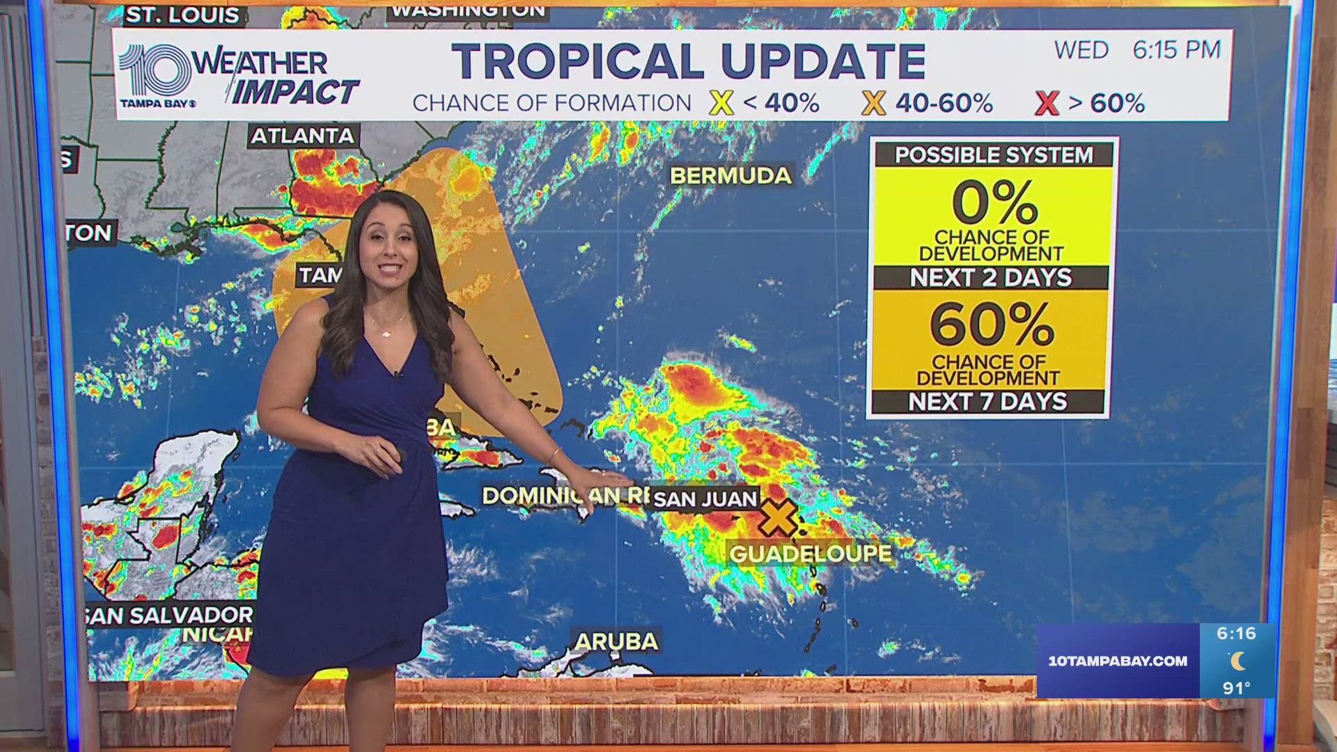 A tropical disturbance over the Lesser Antilles could become a tropical depression as early as this weekend, according to the National Hurricane Center.