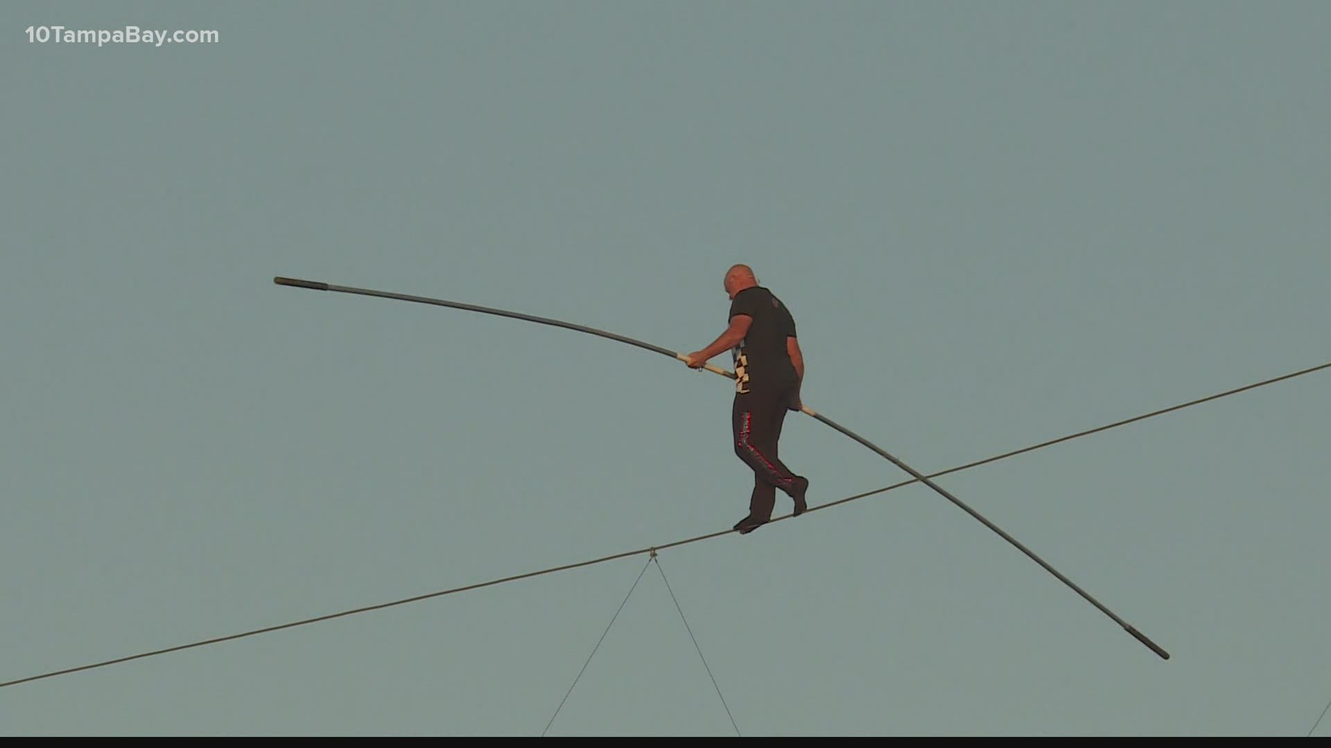 The 11-time Guinness World Record holder will take the high wire along with his wife.