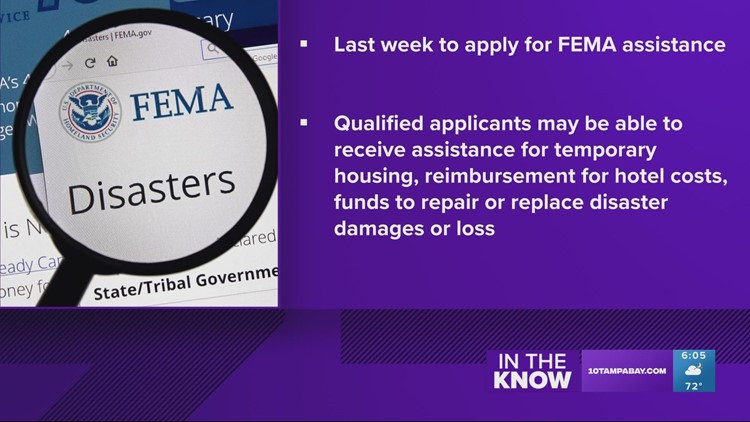 Last week to apply for FEMA assistance for those with damage from Hurricane Ian