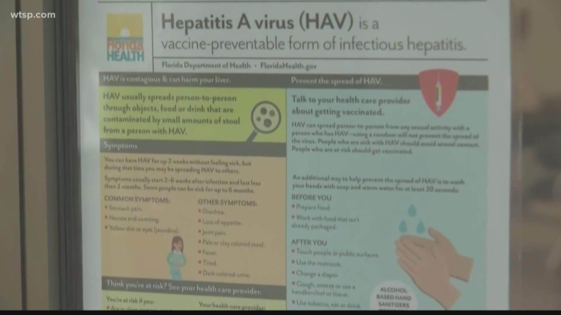 Florida officials have declared a public health emergency to help deal with a rise in Hepatitis A cases.

News outlets report that Florida Surgeon General Scott Rivkees declared the emergency Thursday to alert the public about the seriousness of the illness and to allow greater testing and treatment.

There have been 2,034 cases of Hepatitis A in Florida since the beginning of the year. By comparison, there were 548 cases last year and 276 cases in 2017.