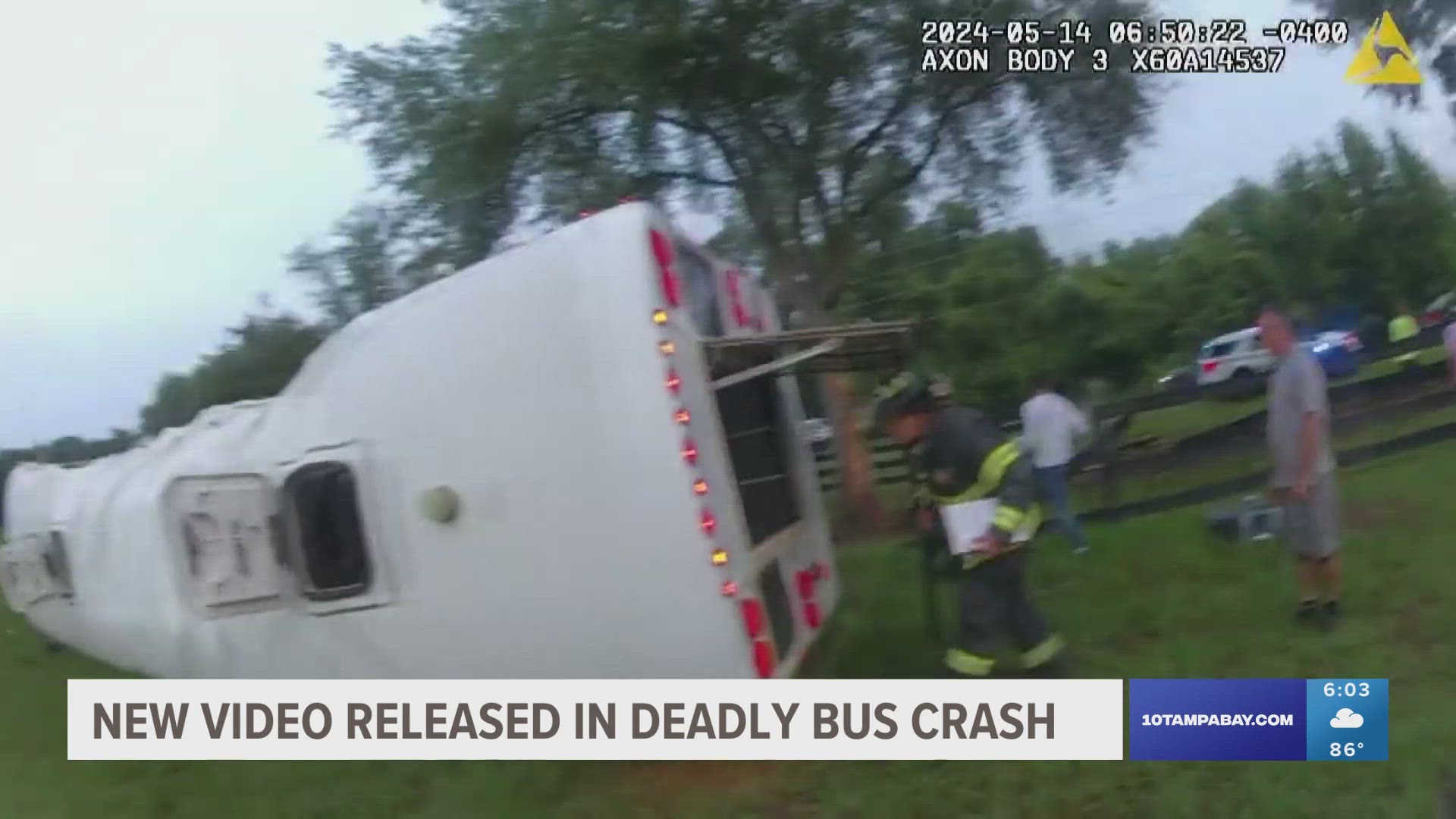 The Marion County Sheriff's Office released body camera video and dashboard camera video showing the response to the deadly bus crash.