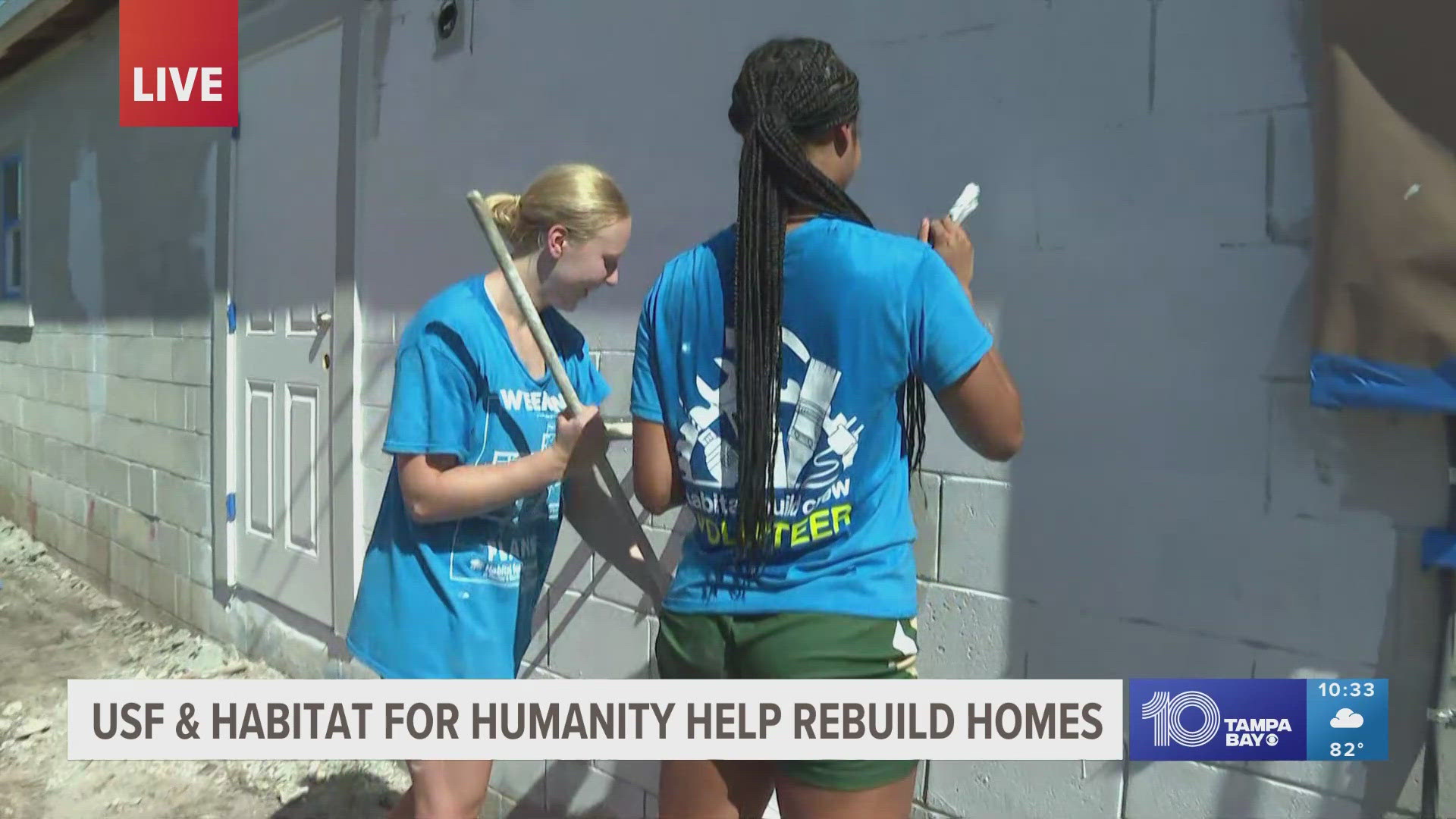 USF women's basketball players are giving back to the community by helping build a house for a local family in Safety Harbor.