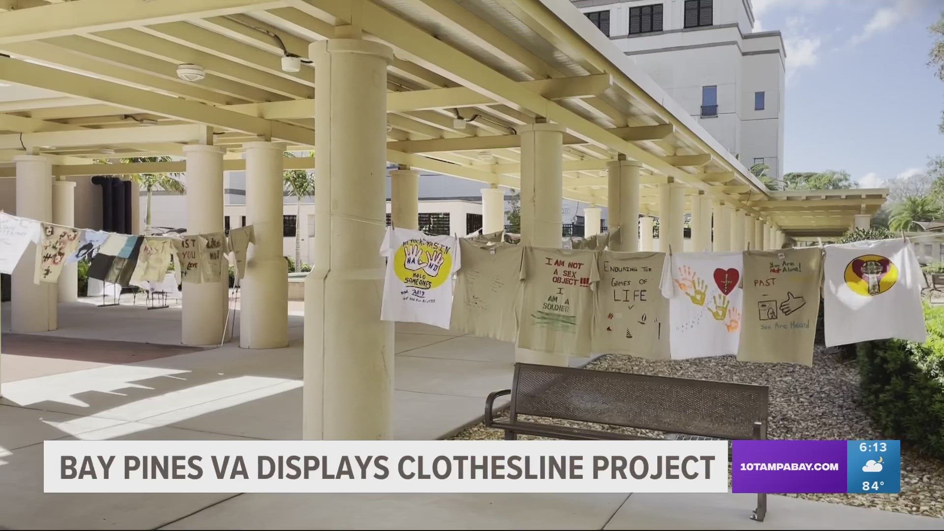 The project features clotheslines hung with t-shirts with personal messages designed entirely by survivors of military sexual assault.