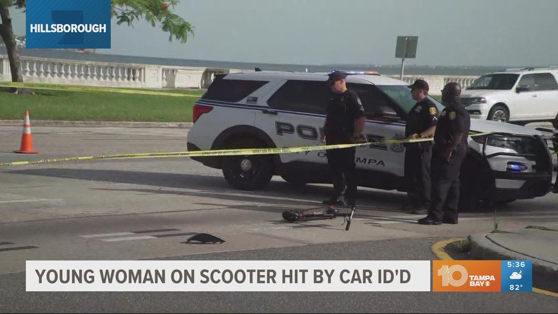 Police Woman on scooter hit by car on Bayshore Boulevard