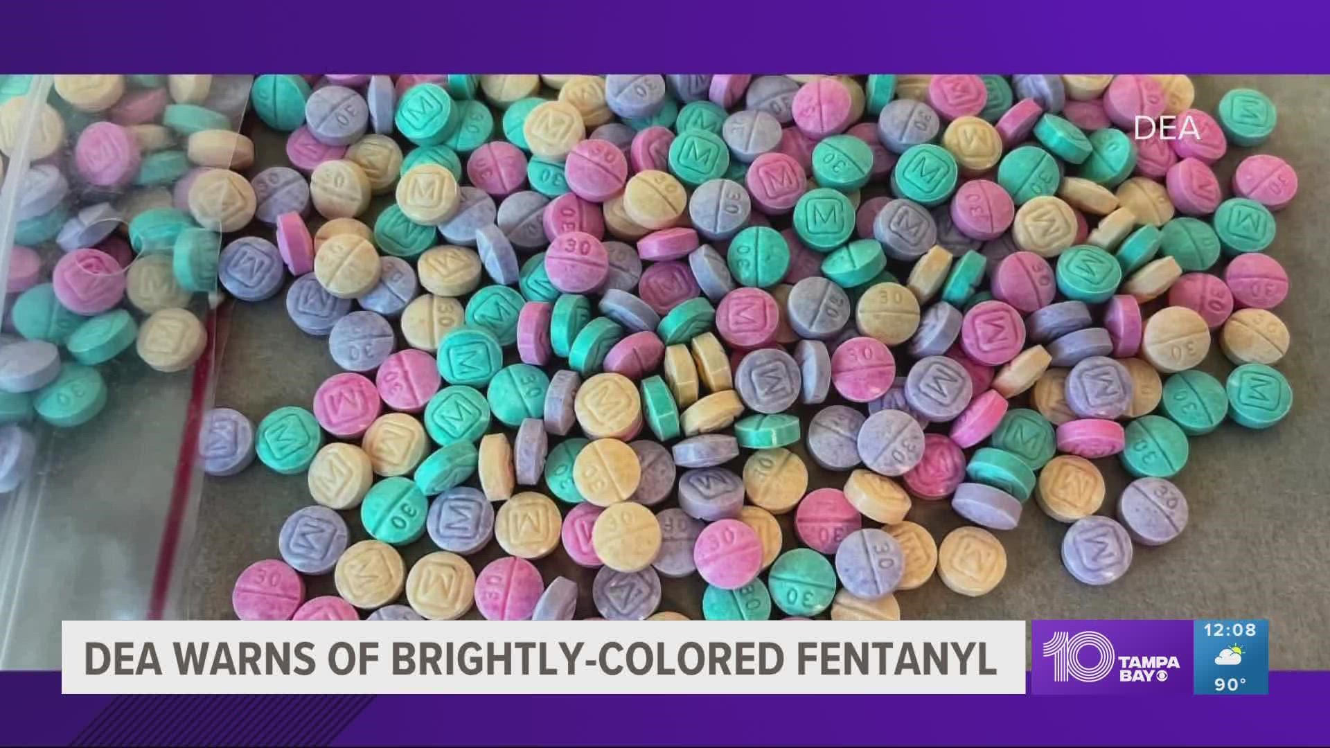 DEA officials are warning the public about "brightly colored fentanyl" pills that are being used to target young Americans.
