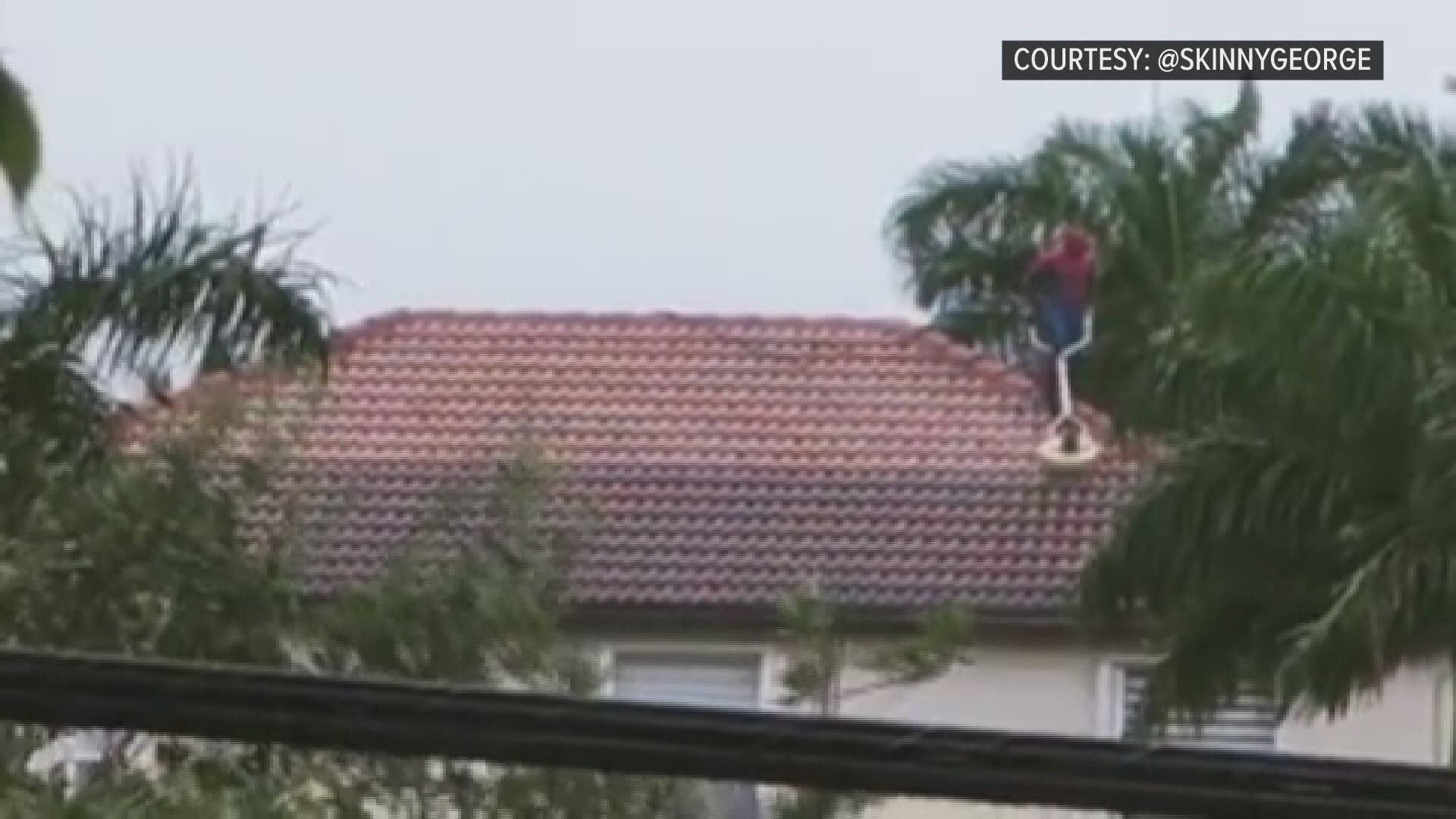 George Martinez looked out his window, safe and sound from the rolling thunderstorm outside, and couldn't believe what he was seeing.

But what he saw only could happen in Florida: Spider-Man power washing a roof. He posted the hilarious scene to Instagram, much to his followers' delight.