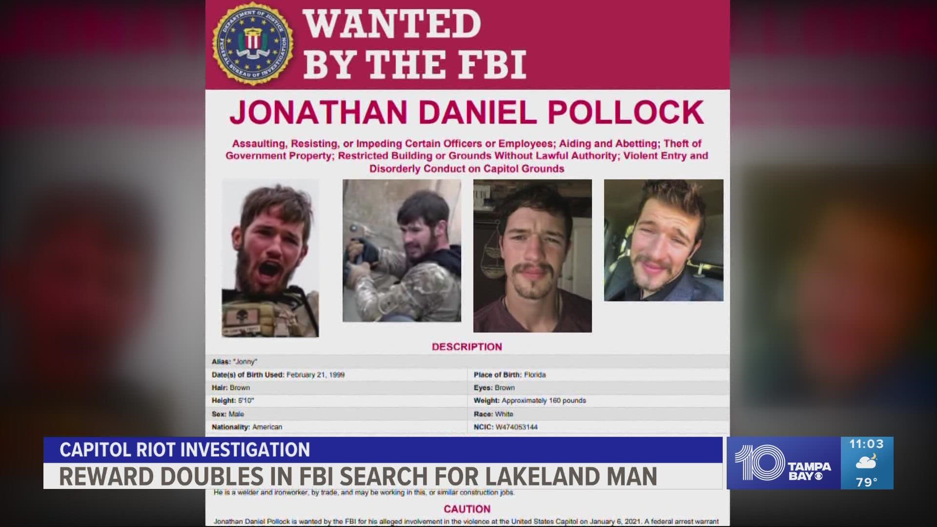 Jonathan Pollock, of Lakeland, attacked multiple police officers with a deadly weapon during the Jan. 6, 2021 attack on the U.S. Capitol, according to the FBI.