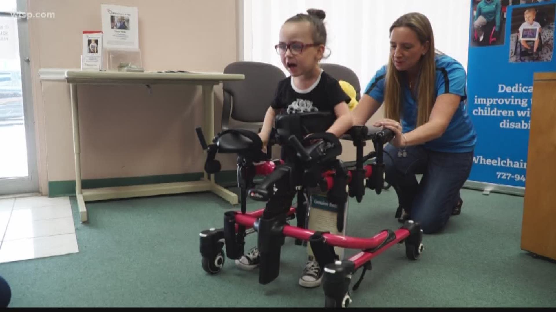 Their motto is “improving the lives of children with physical disabilities,” and that is just what a local nonprofit, Wheelchairs 4 Kids did. On Friday, 4-year-old Josie received a gait trainer.  
She was diagnosed with cerebral palsy, is nonverbal and needs assistance to walk. Nina Shaw, Program Coordinator for Wheelchairs 4 Kids says the gait trainer “will get her into the pattern of walking and be able to walk on her own in a supportive manner."