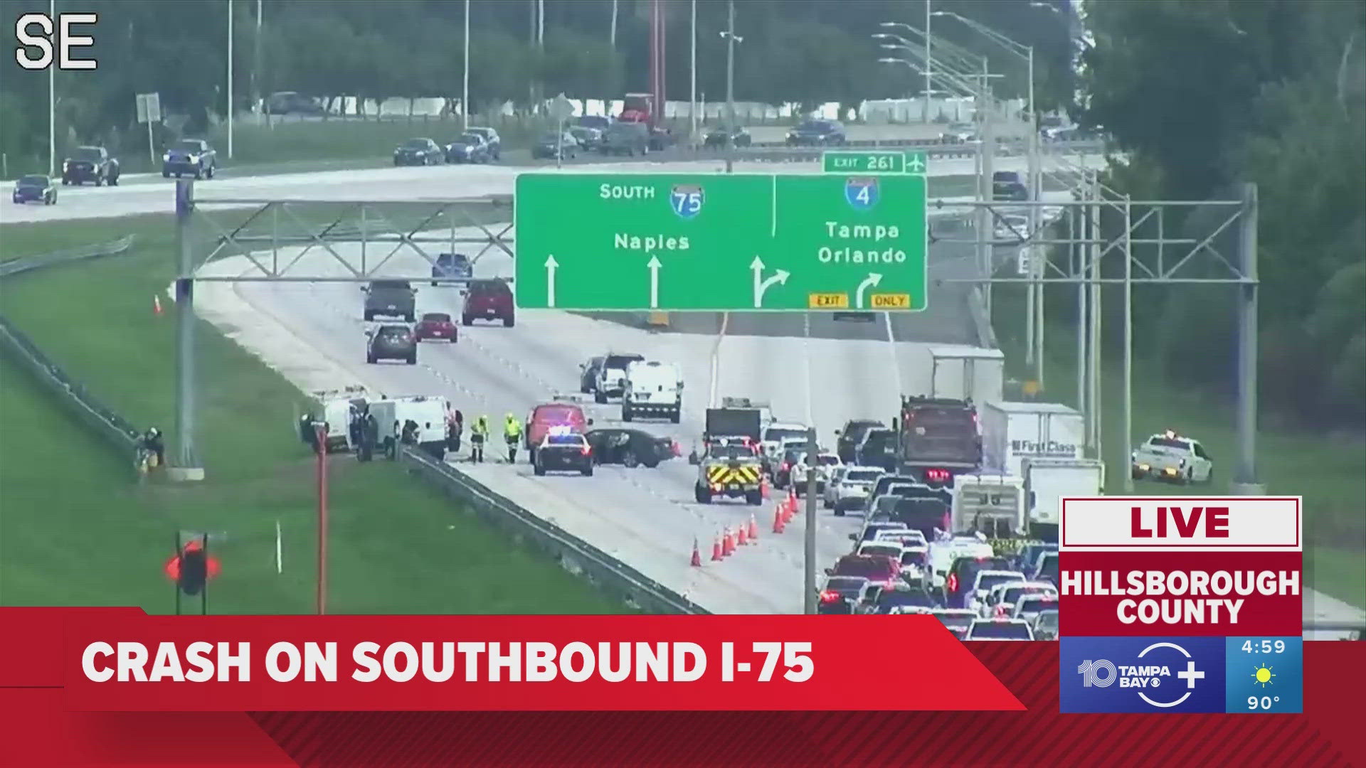As of 5 p.m., traffic is slowly getting by in one lane.