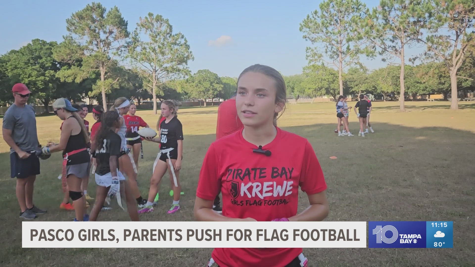Hillsborough, Pinellas, Hernando, Polk and Manatee counties all offer flag football for girls, but Pasco does not.