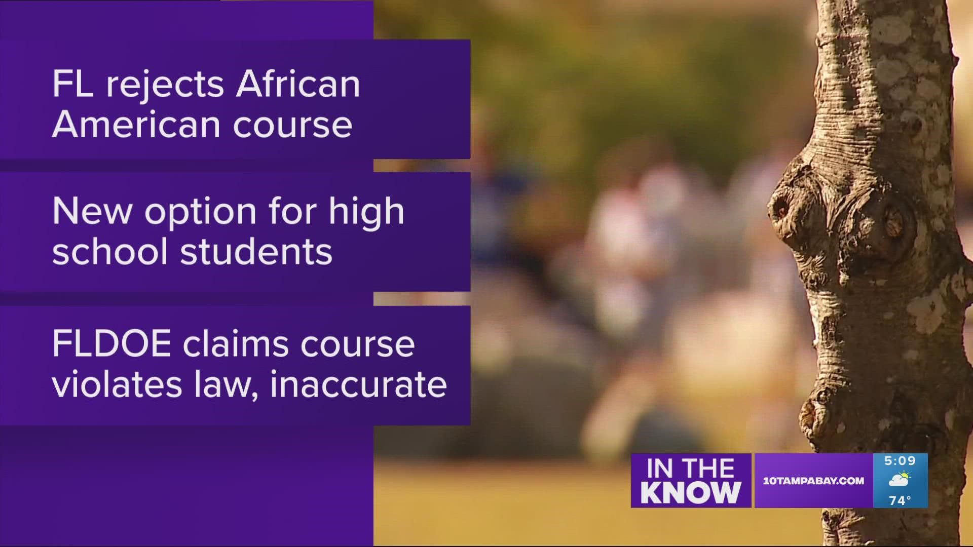 10 Investigates asked the Florida DOE for clarification on what is historically inaccurate about the course.