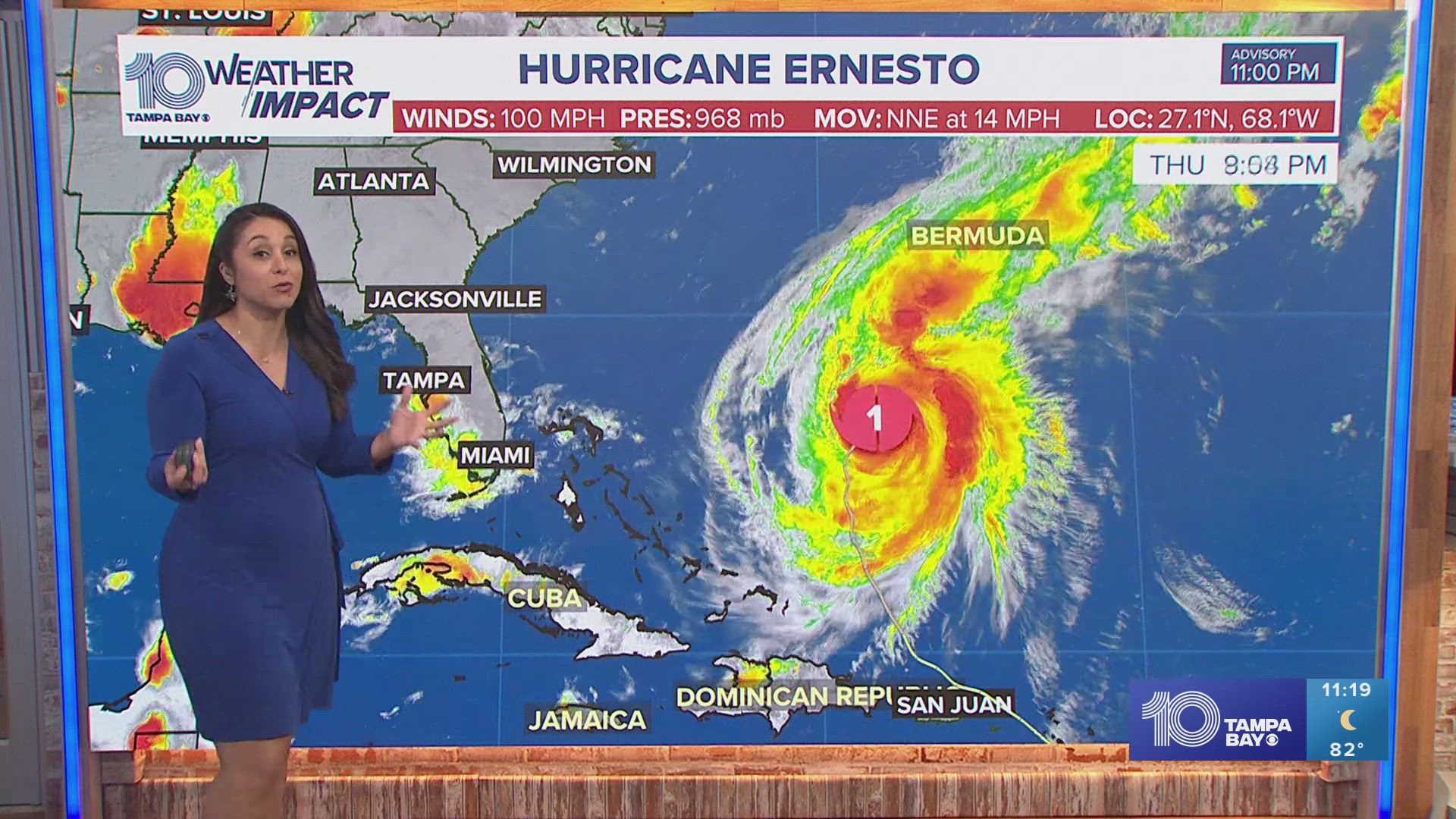 Ernesto was forecast to possibly reach Category 3 strength Friday and then weaken as it approaches Bermuda.