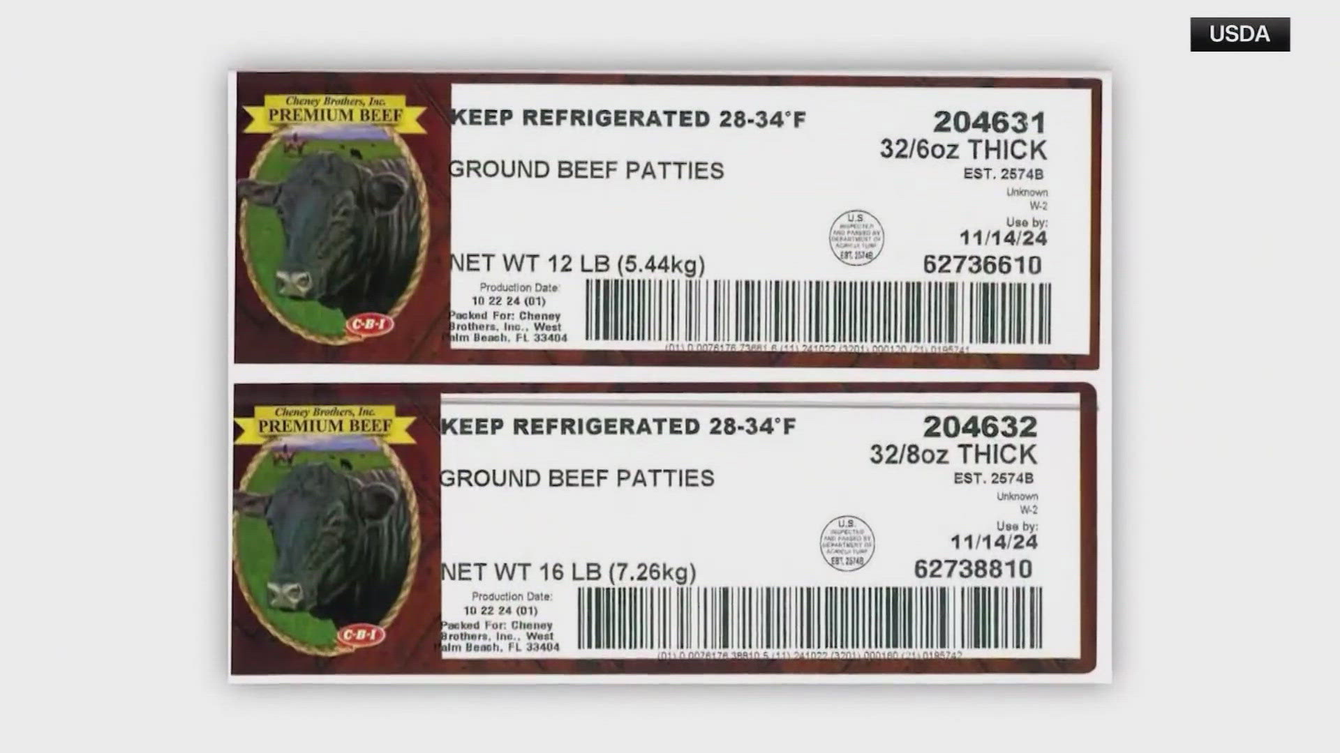 The recalled ground beef was shipped to "restaurant locations nationwide," according to U.S. Food Safety and Inspection Service.