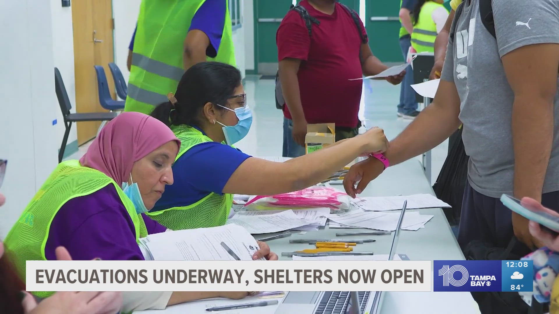 Nine shelters are open in Hillsborough County. The county has about 1,800 people in shelters currently and plenty of room still.