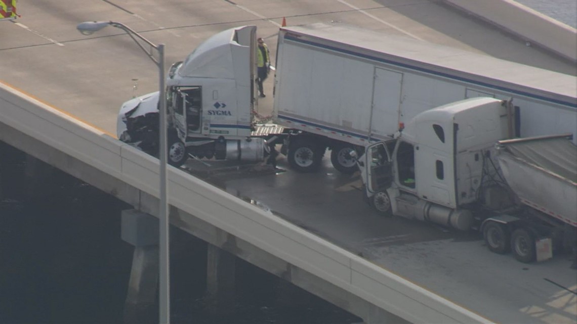 All Lanes Reopened After Jackknifed Semi Crash Caused Major Delays On Howard Frankland Bridge 2317