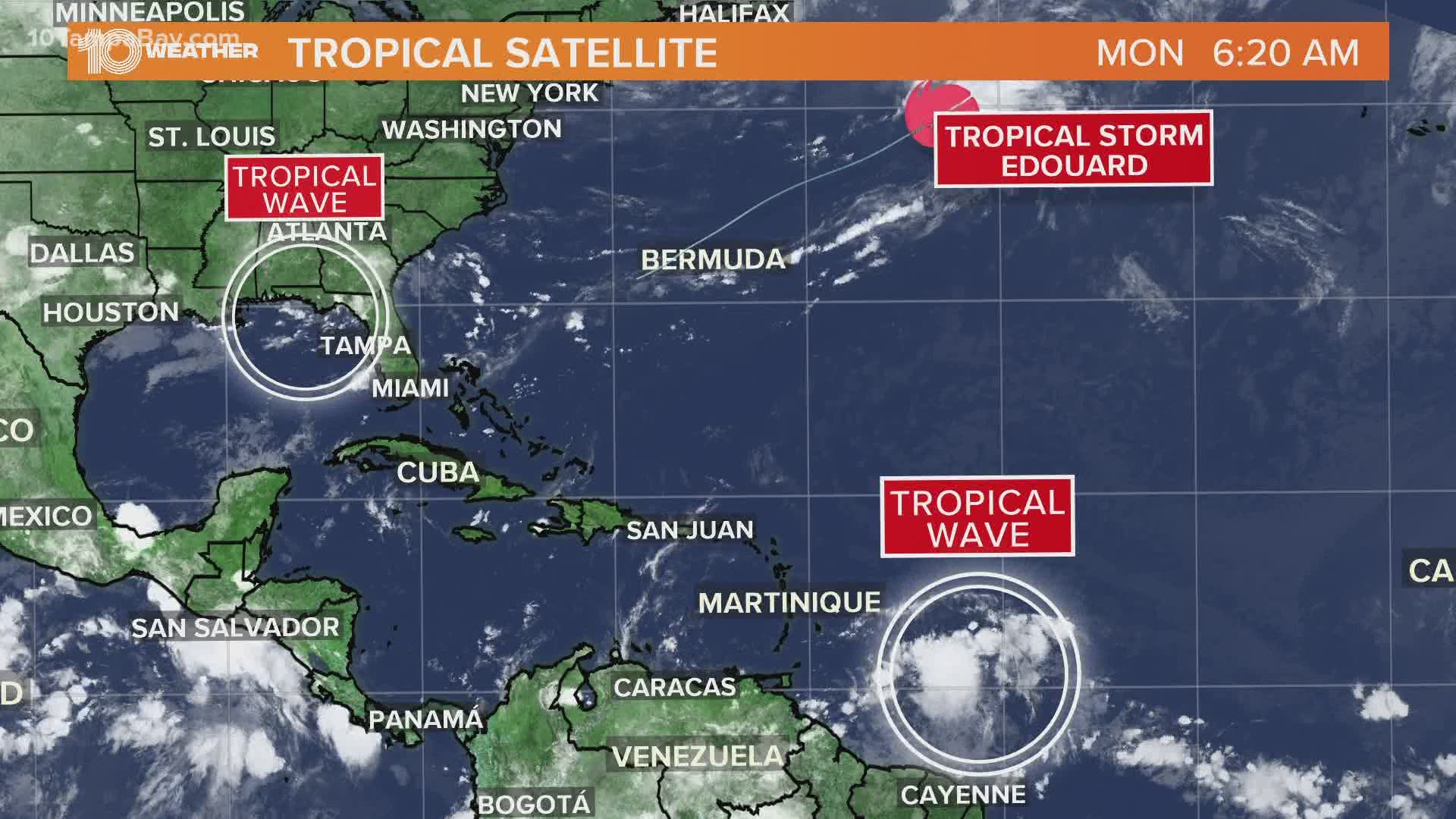 Tropical Storm Edouard became the 5th named storm of the 2020 hurricane season, but has been moving far from Florida. NHC is also tracking 2 other disturbances.