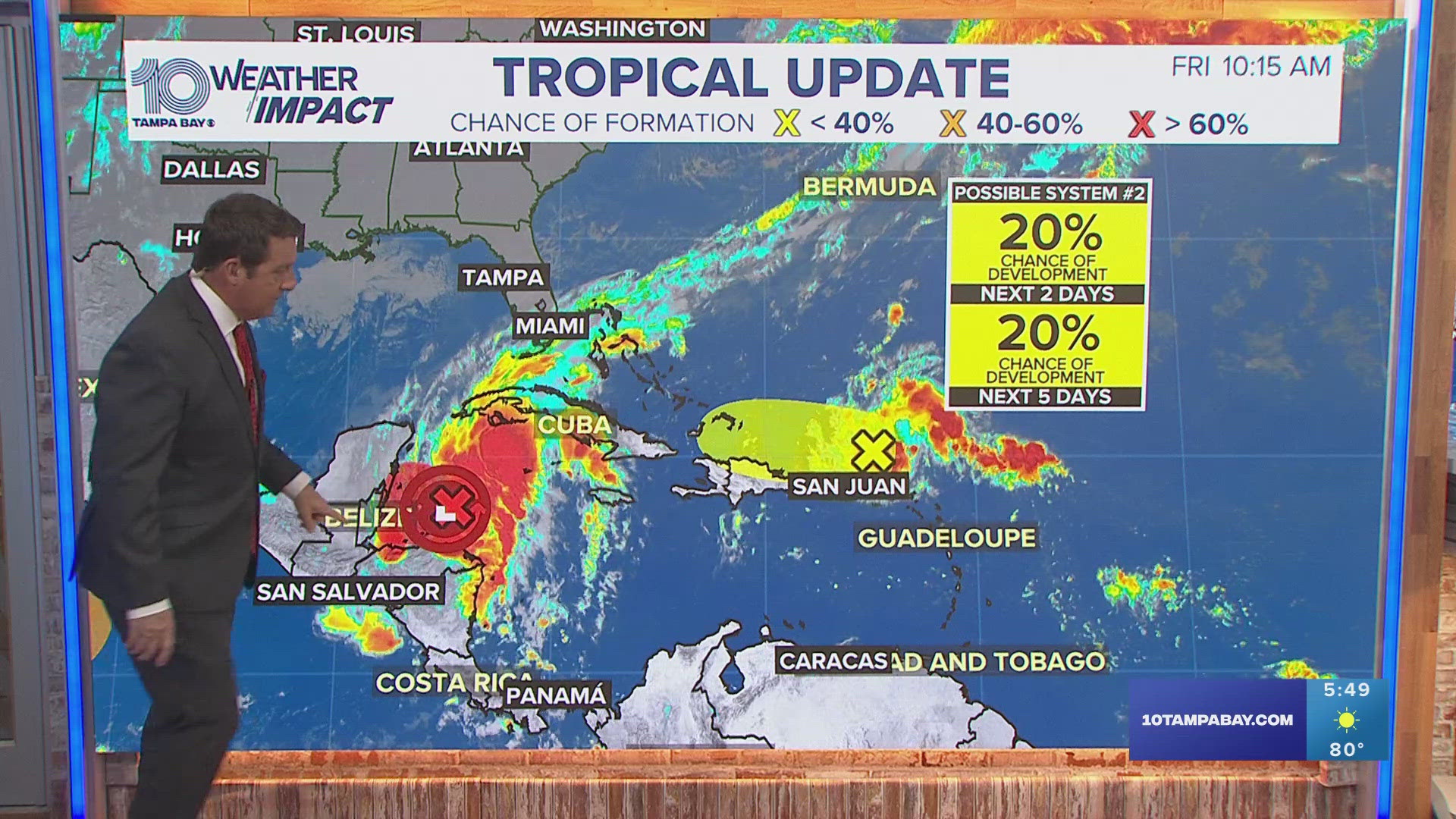 A short-lived tropical depression or storm could form before the system moves inland over Central America on Saturday.