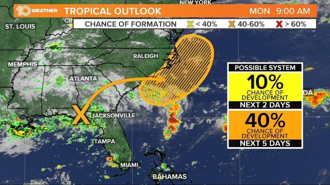 Invest 98L moves over the Florida Panhandle