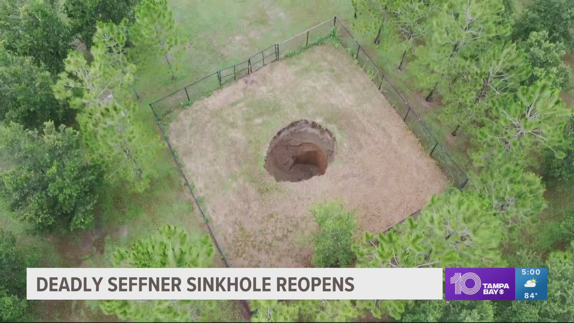 The 19-foot sinkhole that showed movement Monday appeared not to increase in size overnight.