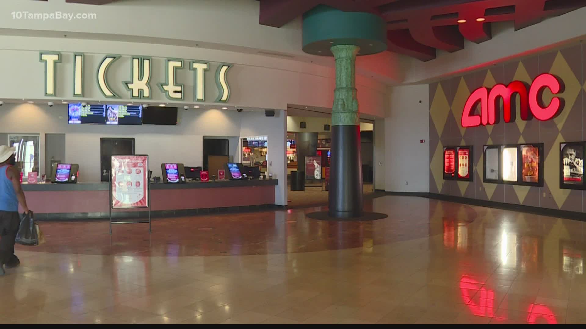 AMC is rolling out Phase One of its reopening starting with 100 theaters across the country, including five in Tampa Bay.