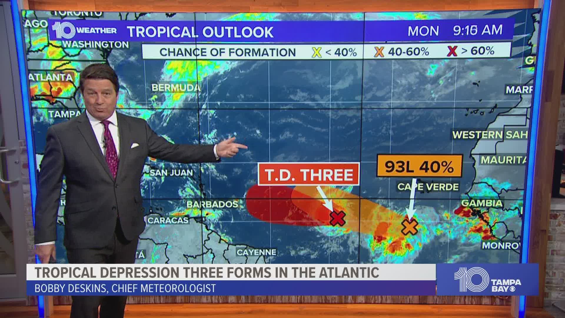 It likely won't be long before Tropical Depression Three becomes the season's next tropical storm, Bret — and, eventually, this year's first hurricane.