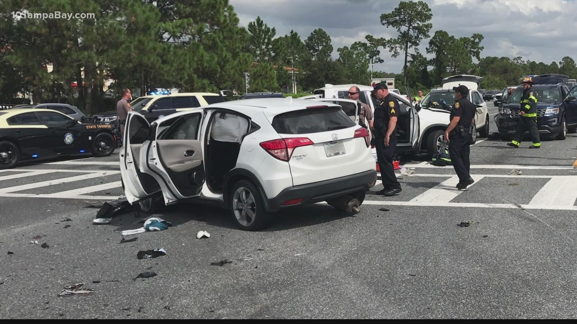 Troopers say the stolen car appears to have been used in a Tampa-area burglary.