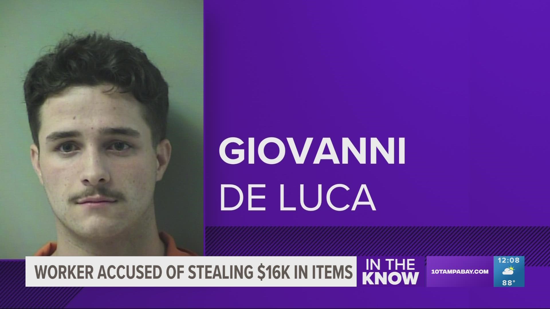 Giovanni De Luca, 19, admitted to taking some items, the sheriff's office said.