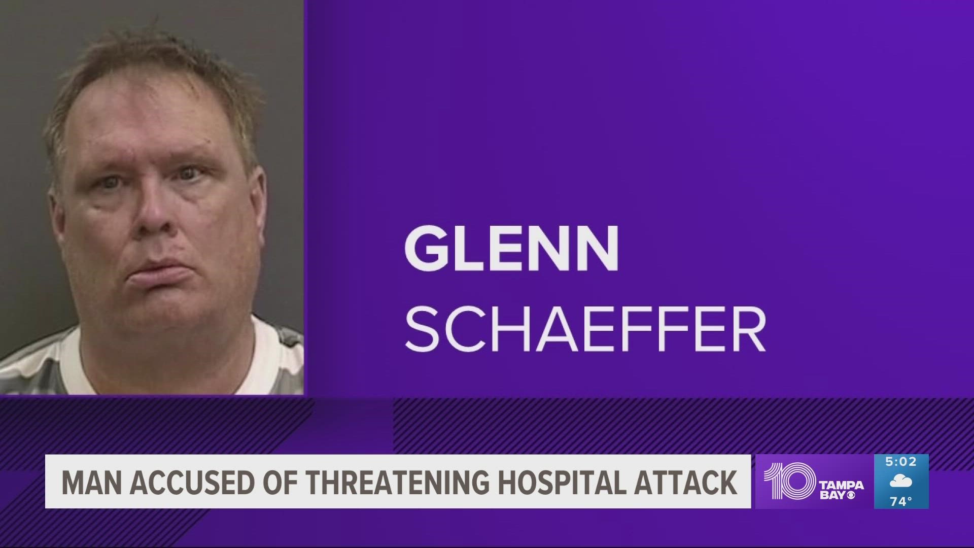 The sheriff's office said Glenn Schaeffer admitted to planning on igniting a liquid at St. Joseph's Hospital-South.