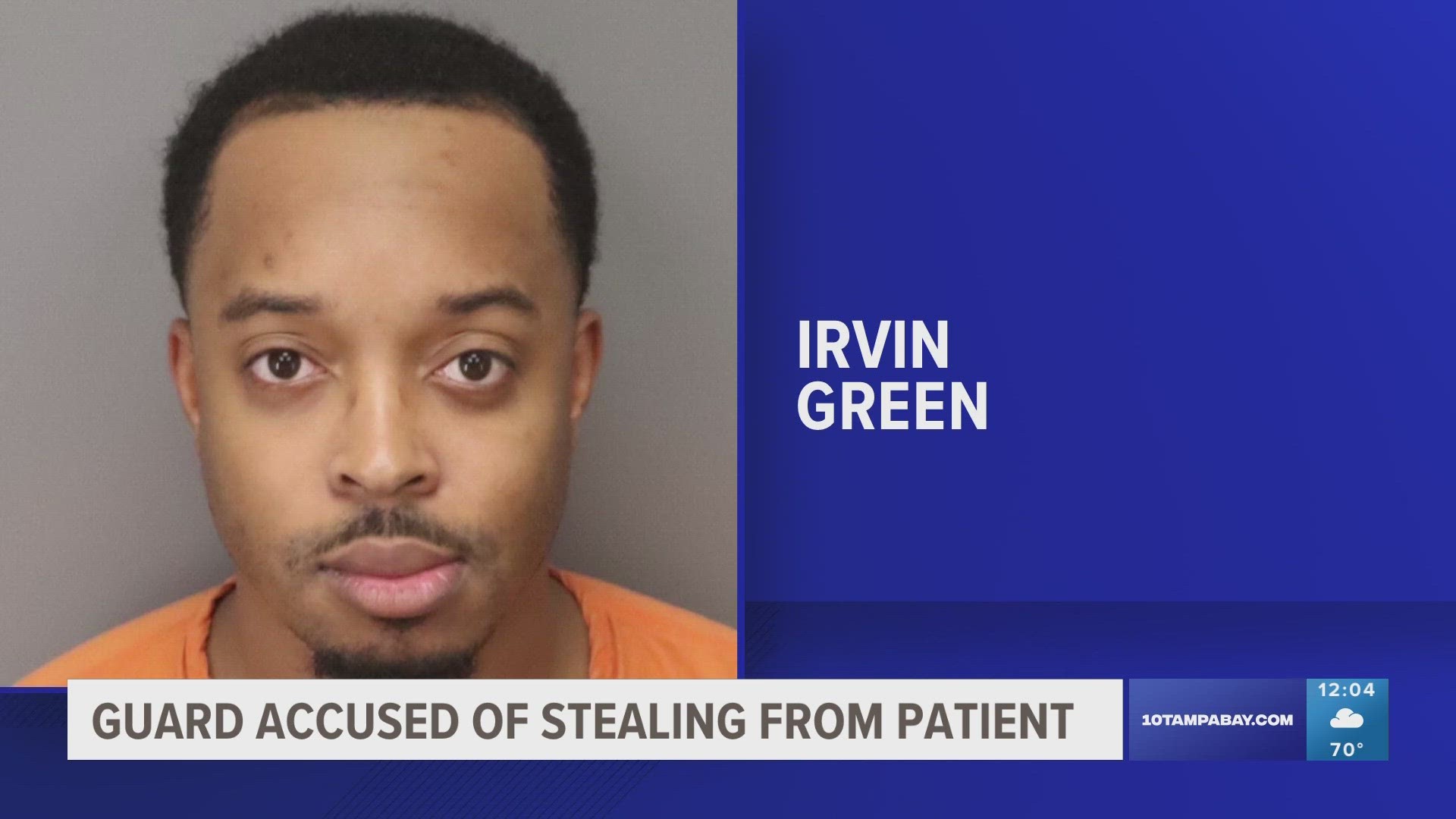 Irvin Lemorris Green, 29, who worked at Bayfront Health St. Petersburg, was arrested and charged with felony fraudulent use of a credit card.