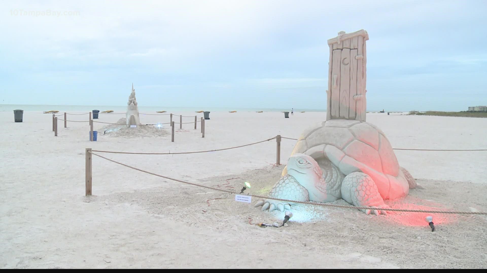 Master sand sculptors have transformed 300 tons of sand into "outSANDing" works of art.