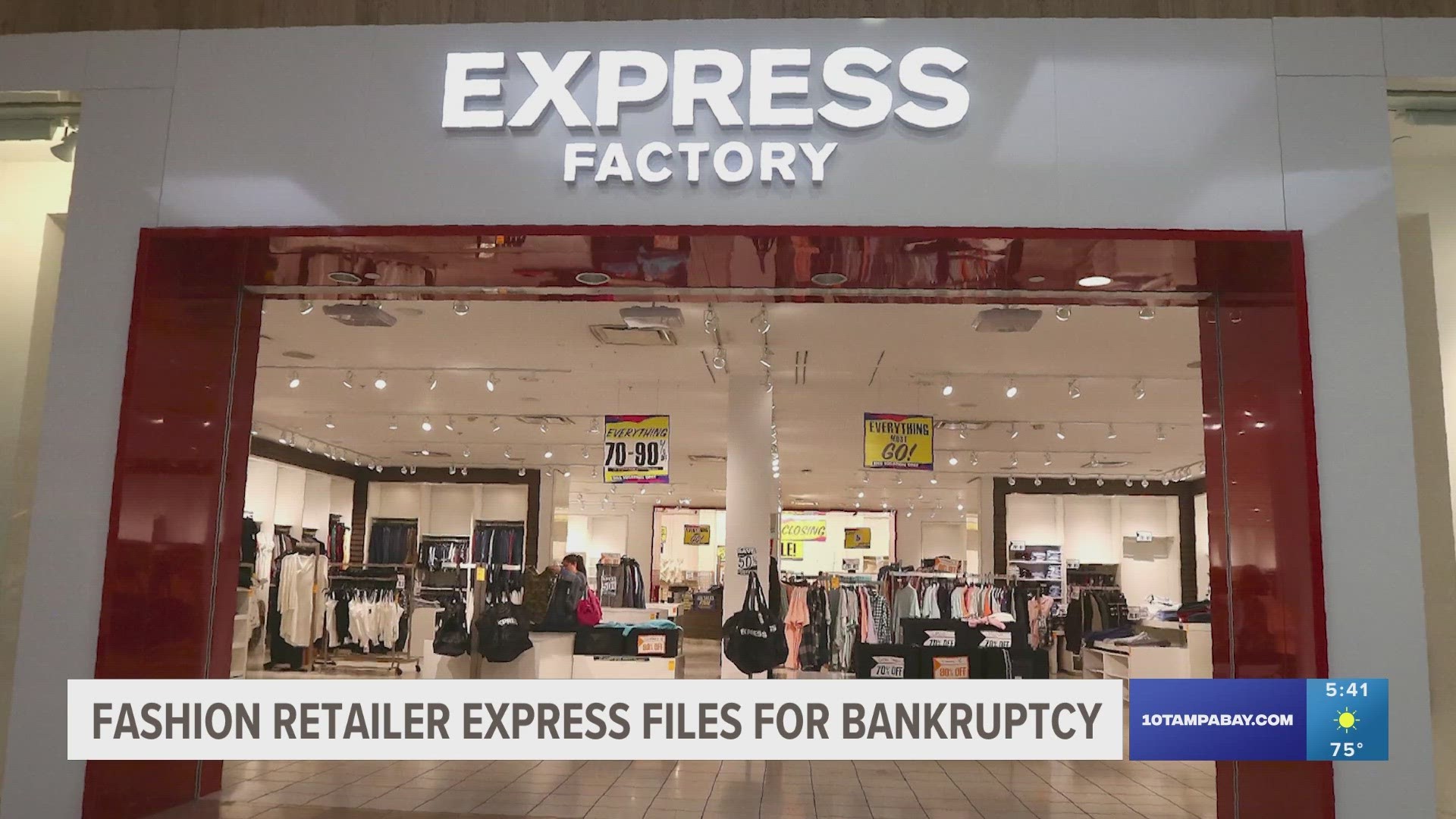 The Express stores in the Citrus Park Town Center and Countryside Mall are set to close. It says closing sales at these locations begin Tuesday.