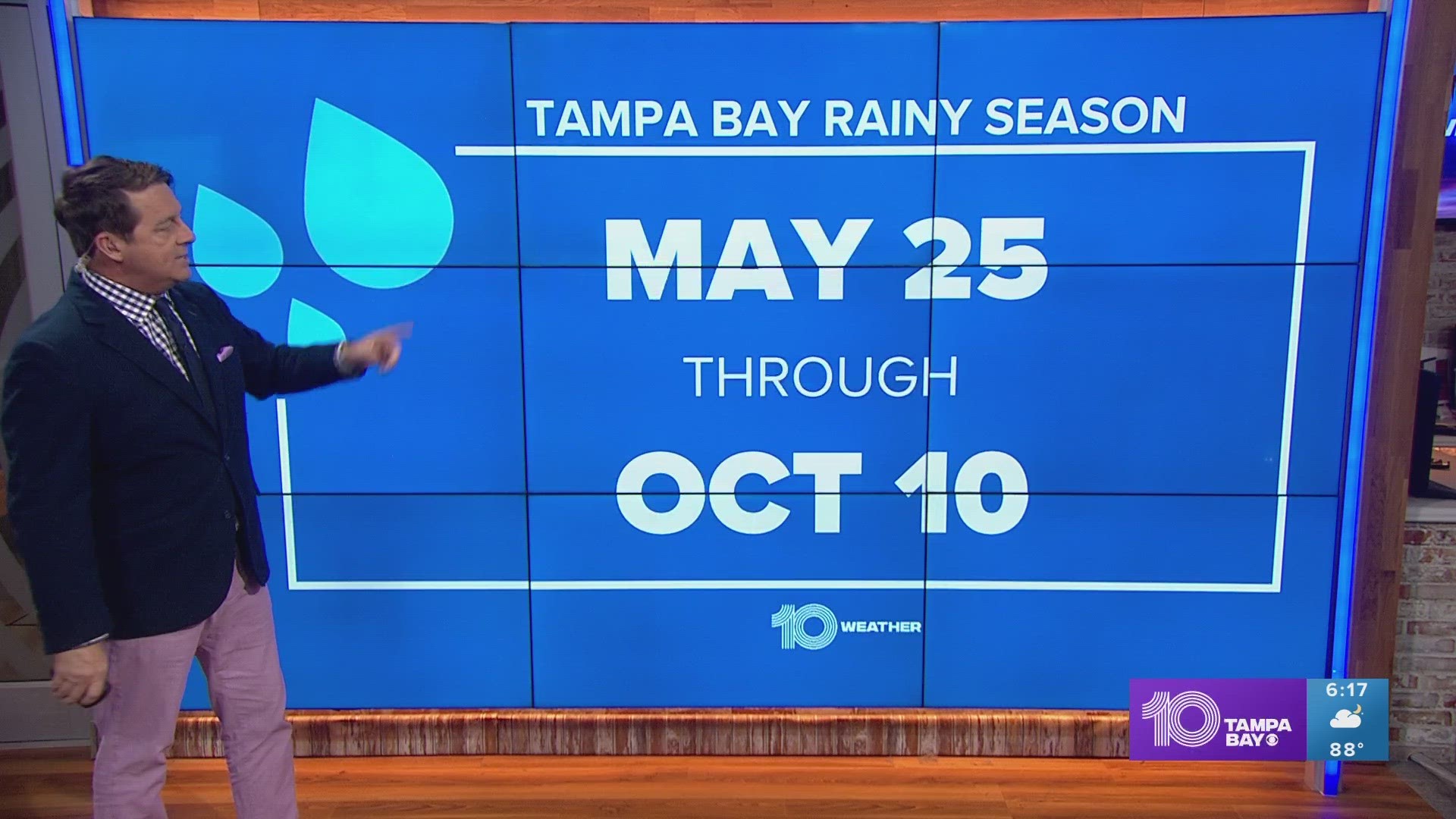 For much of west Central Florida, including the Tampa Bay area, the start of the rainy season begins on May 25 and lasts through Oct. 10.