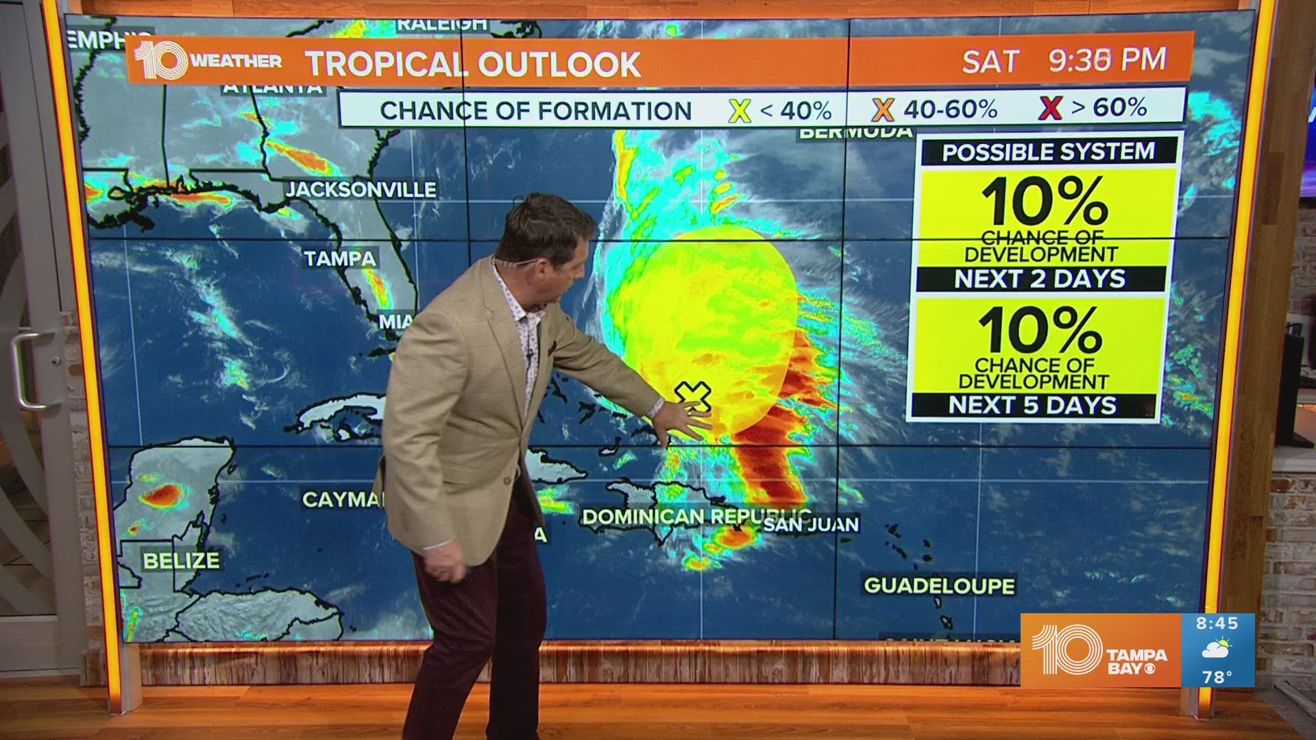 The National Hurricane Center predicts a small chance of development.