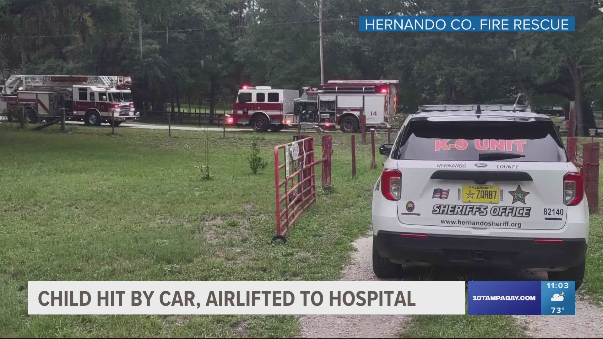 The toddler was taken to a trauma center in Gainesville, the Hernando County Sheriff's Office said.