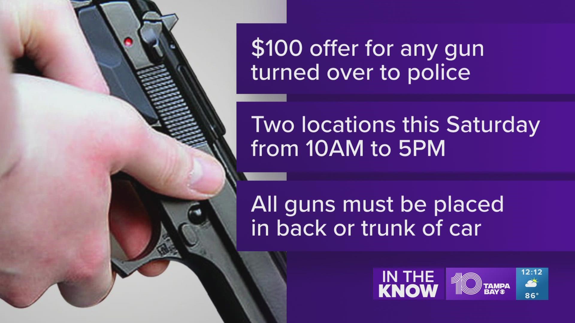 The department is hosting two no-questions-asked gun buy-back events.