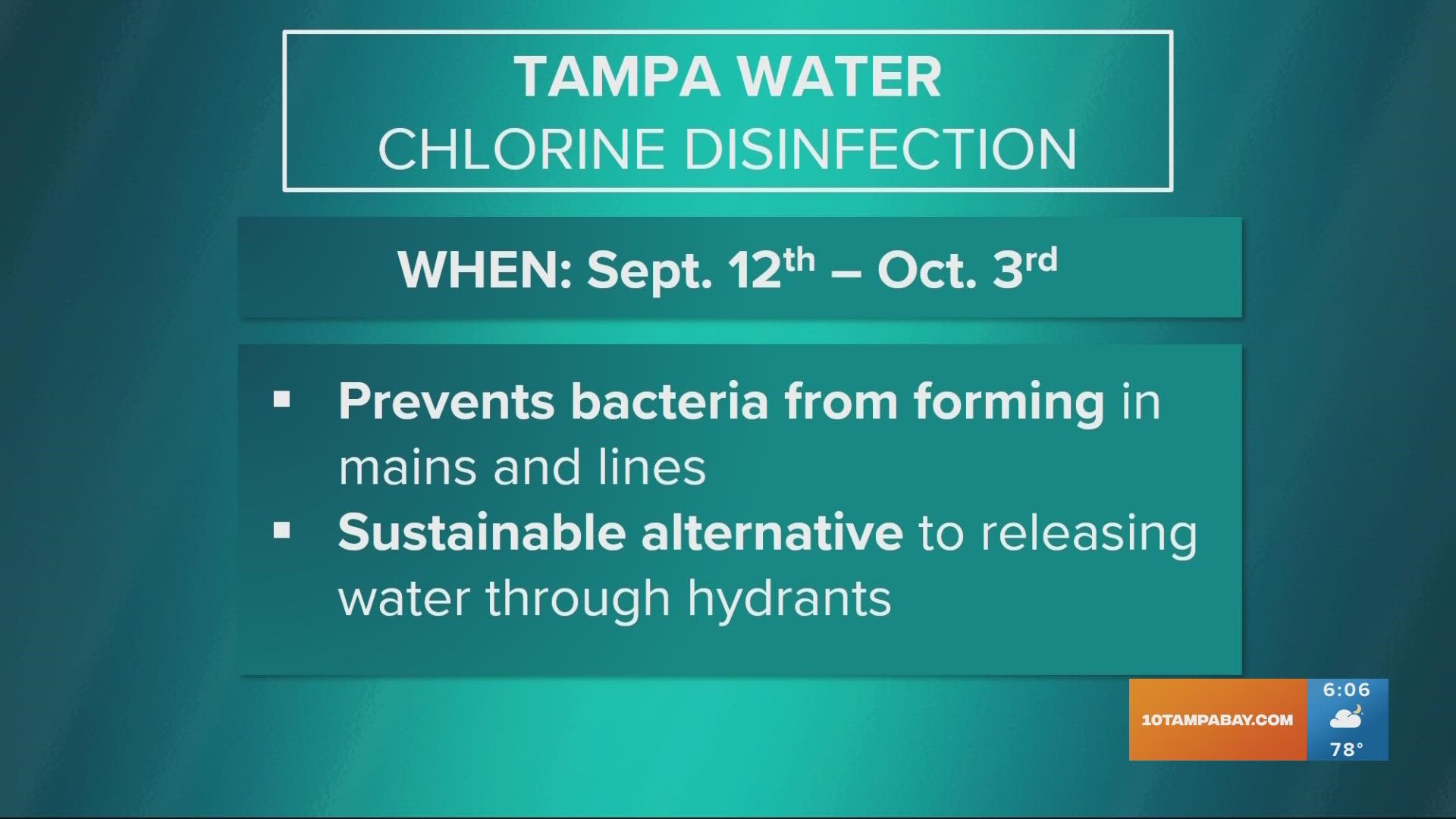 Tampa Water Dept. temporarily switches to chlorine disinfectant