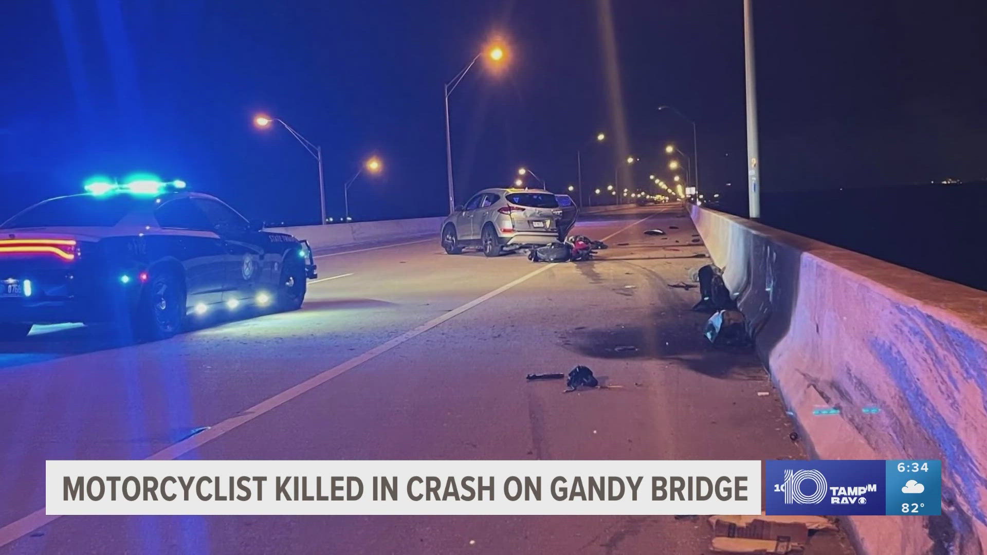 The 23-year-old rider from Pinellas Park reportedly crashed into an SUV on Saturday night before being thrown into Tampa Bay, according to FHP.