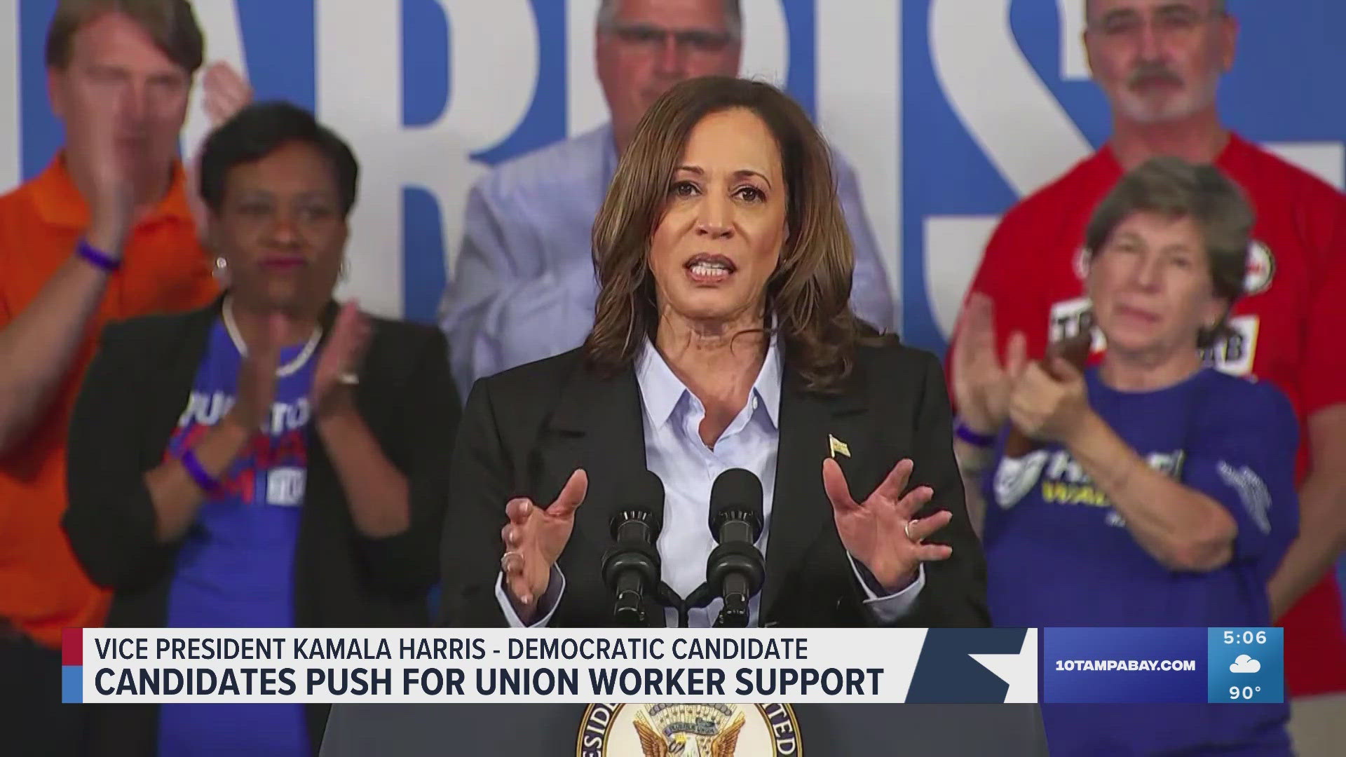 Vice President Kamala Harris is visiting Detroit on Labor Day to speak with union workers. Donald Trump posted on Truth Social wishing Americans a happy Labor Day.