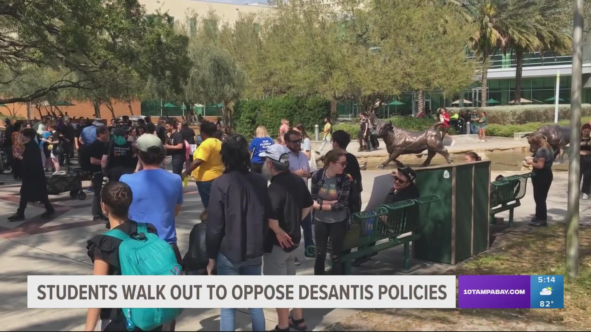 The students take issue with many of DeSantis' education policies, including the Individual Freedom Act which has been dubbed the "Stop Woke Act."