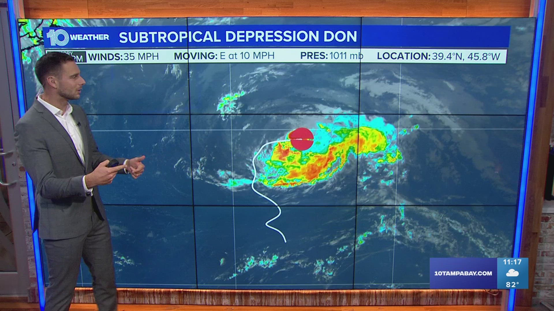 Subtropical Storm Don meanders over the Central Atlantic