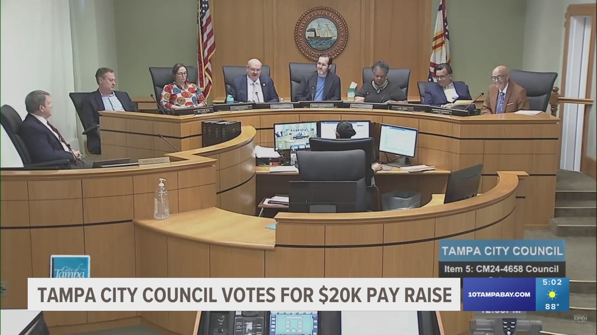 Tampa City Council salaries sit at $53,022, below the average median income for the city. Councilmembers will meet next year to determine future salaries.