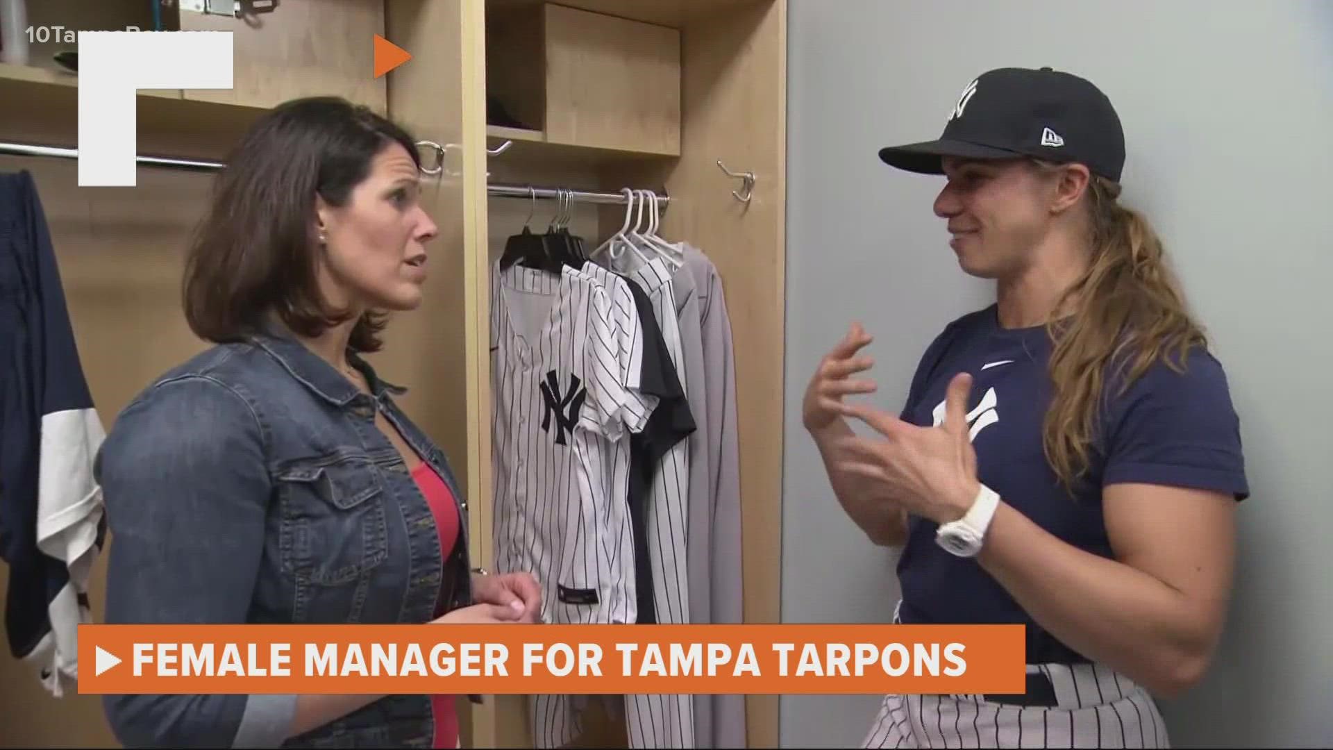 Fans cheer as first female manager in the minors, Rachel Balkovec, leads  Tarpons to win in debut