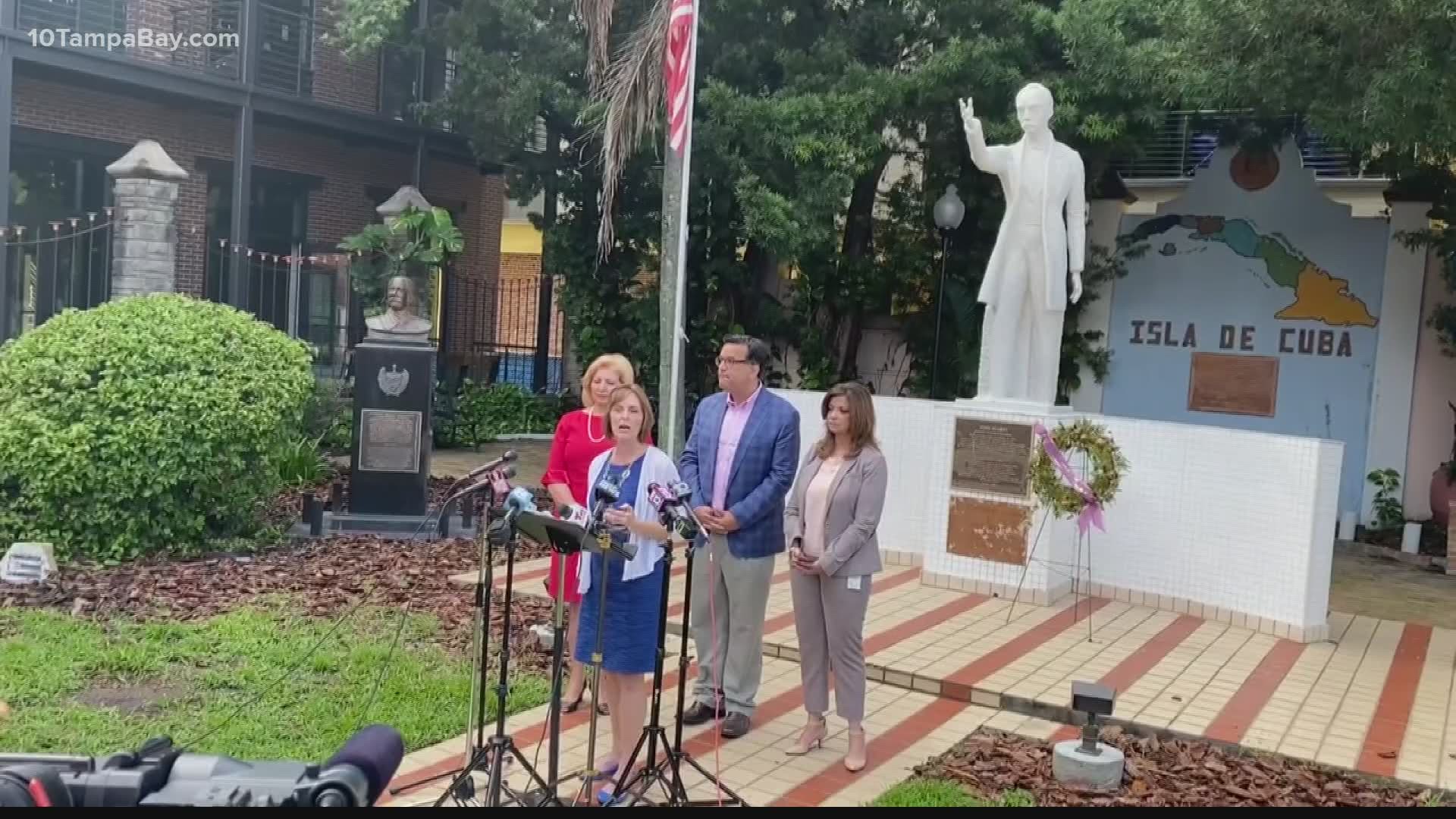 Rep. Castor spoke in solidarity with the Cuban people Wednesday at José Martí park in Tampa.