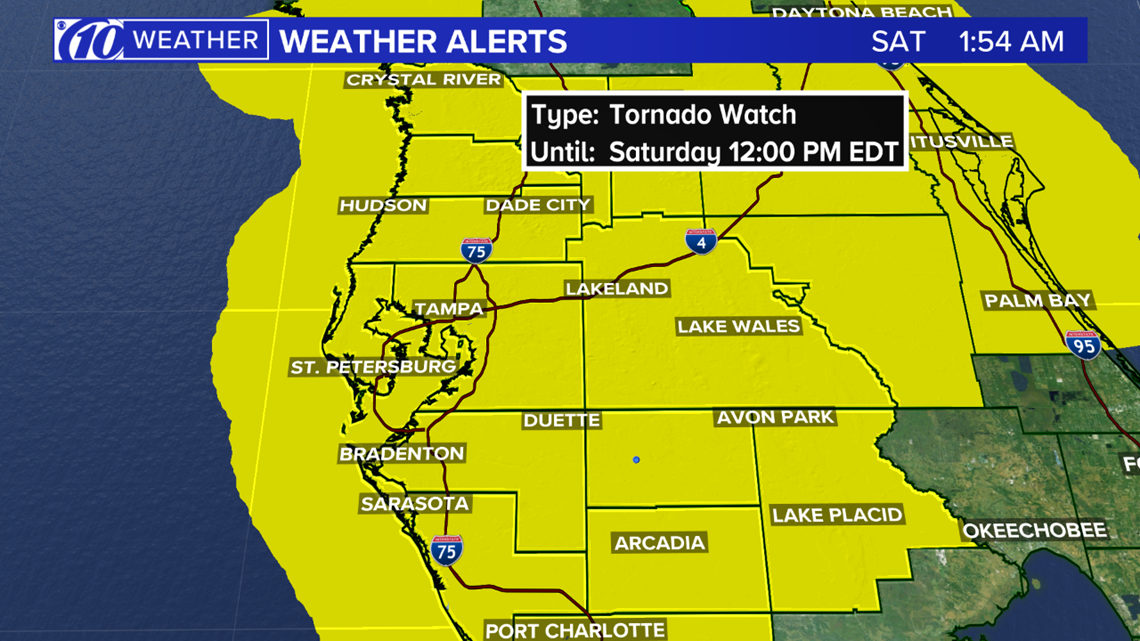 Tornado watch issued for the entire Tampa Bay area
